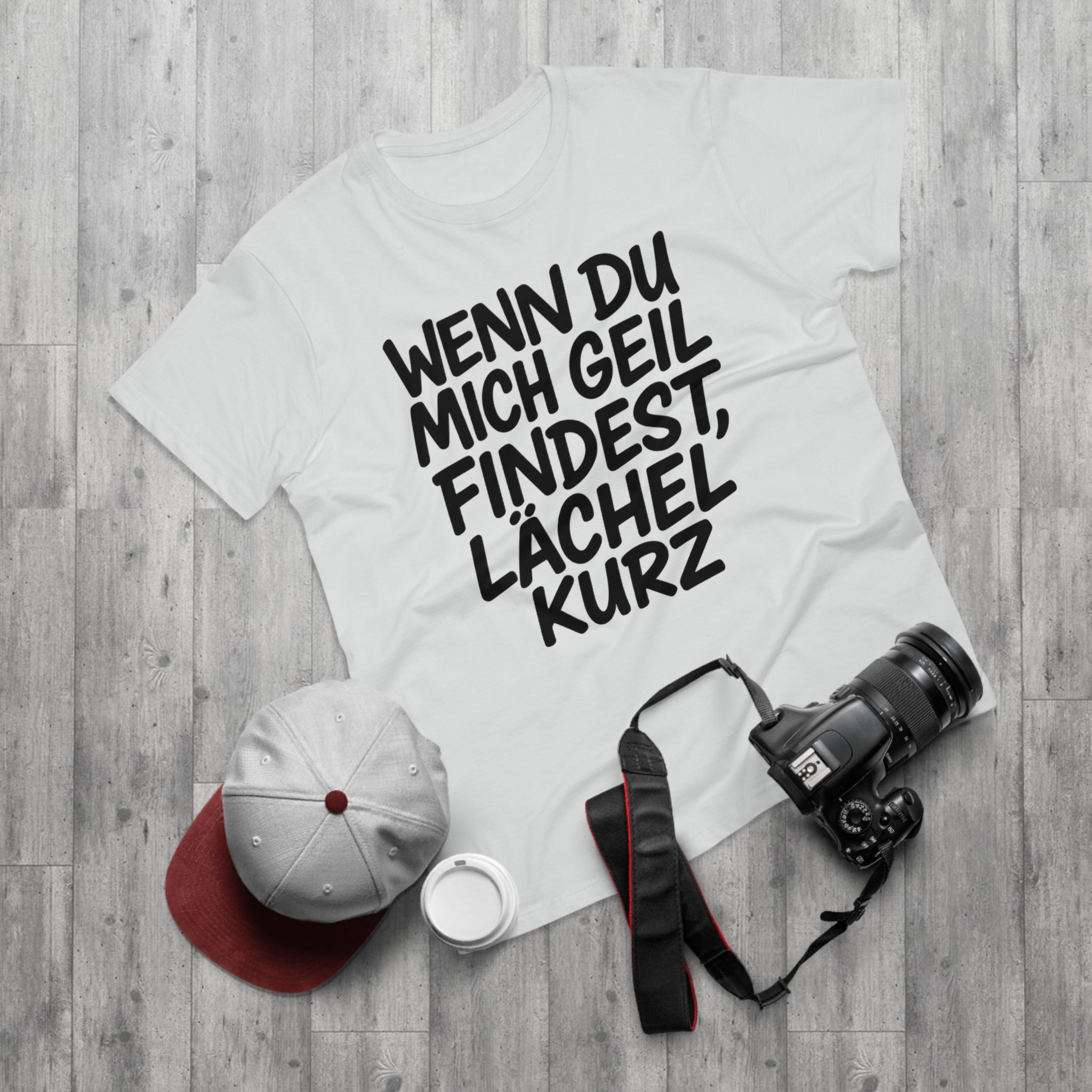 Lustiges Sprüche T-Shirt Herren – „Wenn du mich geil findest, lächel kurz“ Funshirt