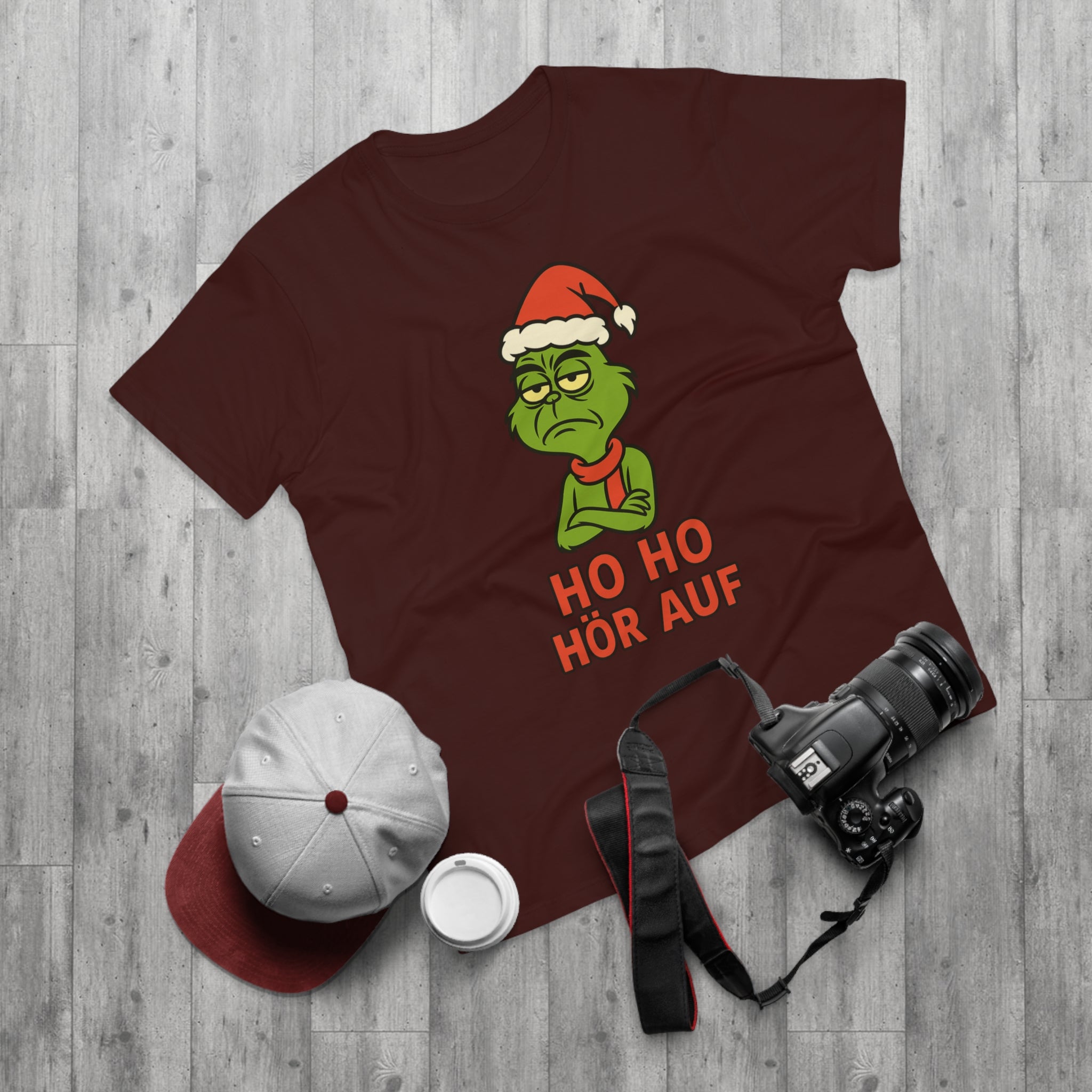 Grinch Weihnachts T-Shirt Herren – Lustiges Ho Ho Hör Auf Shirt mit Weihnachtsmotiv