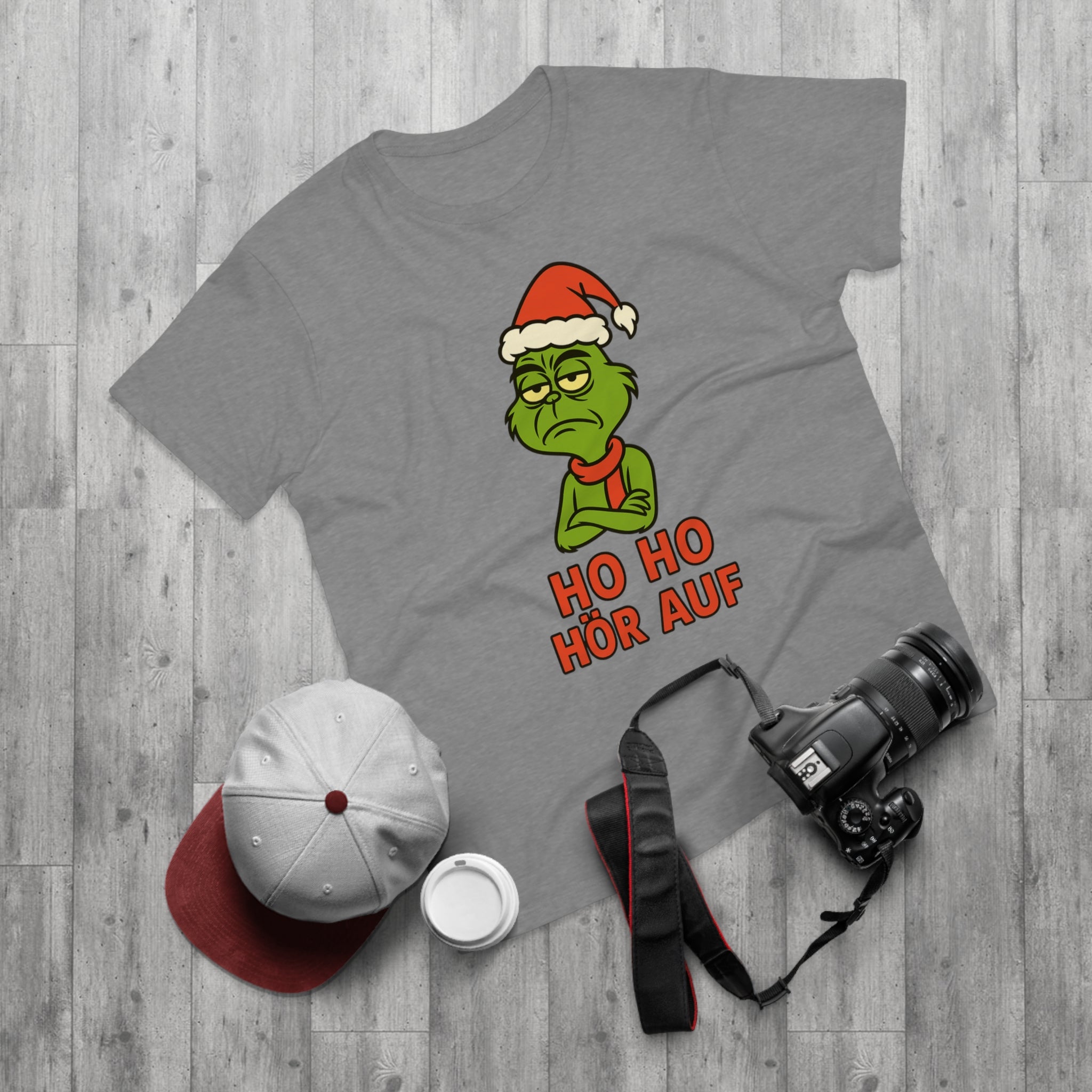 Grinch Weihnachts T-Shirt Herren – Lustiges Ho Ho Hör Auf Shirt mit Weihnachtsmotiv