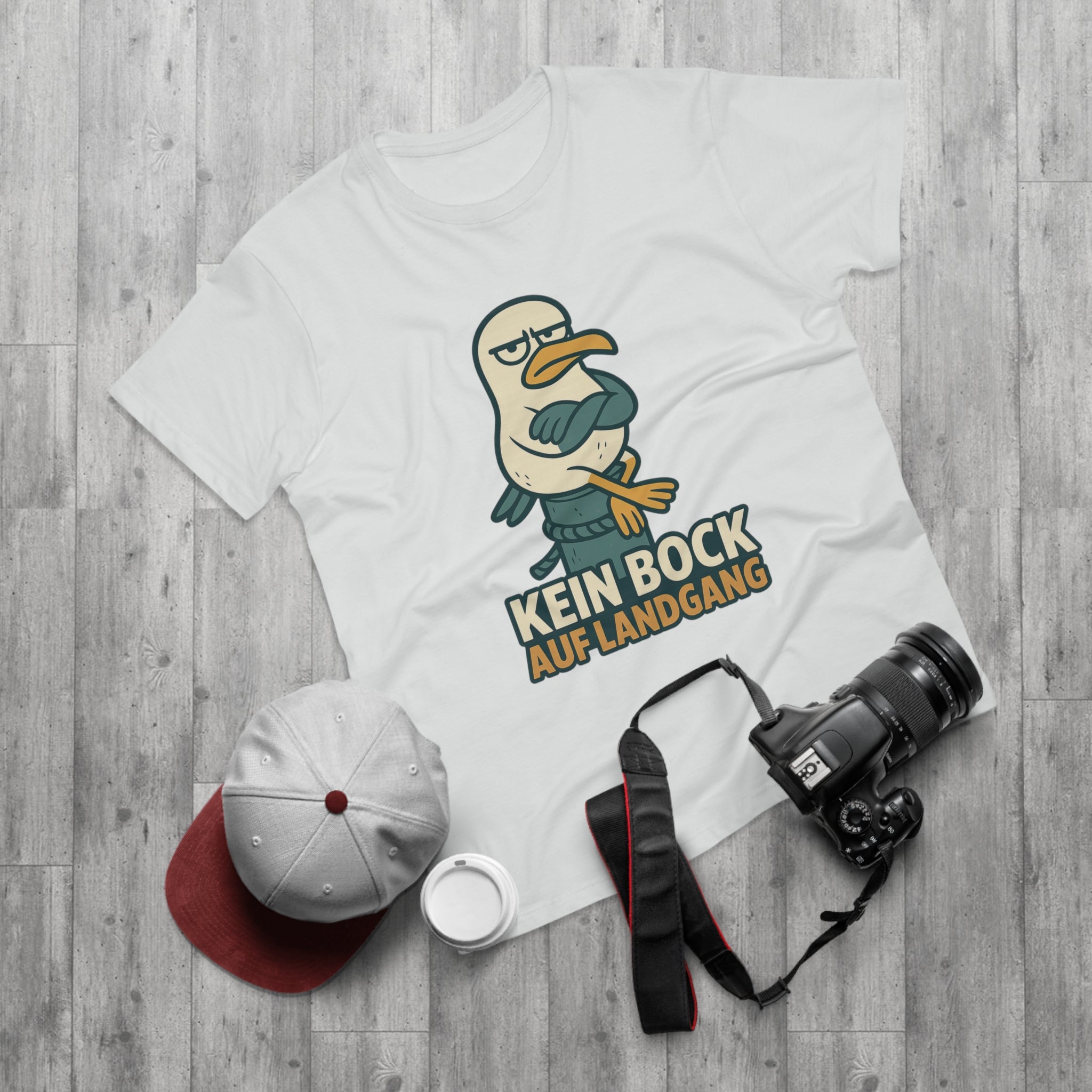 Lustiges Möwen T-Shirt – „Kein Bock auf Landgang“ – Funshirt für Küstenliebhaber