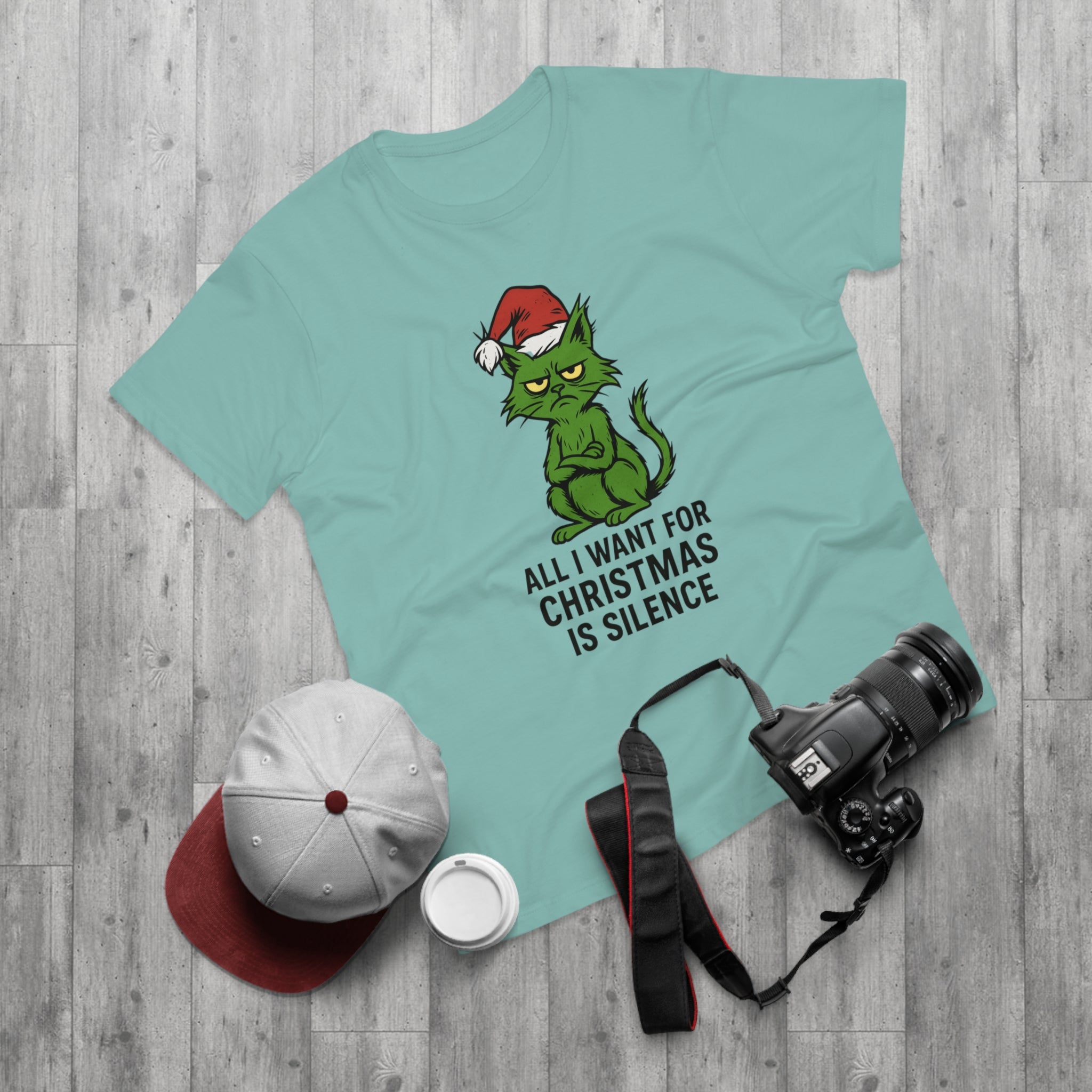 Grinch-Inspired Holiday T-Shirt, Funny Christmas Tee, Gift for Cat Lovers, Mens Holiday Apparel, Unique Christmas Gift