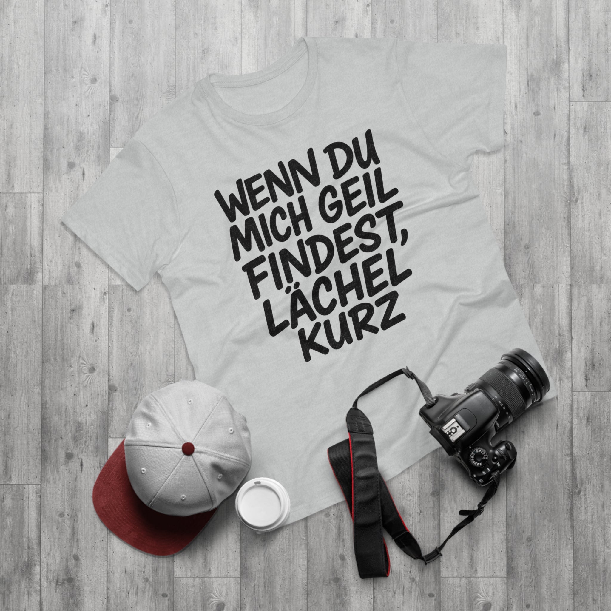 Lustiges Sprüche T-Shirt Herren – „Wenn du mich geil findest, lächel kurz“ Funshirt