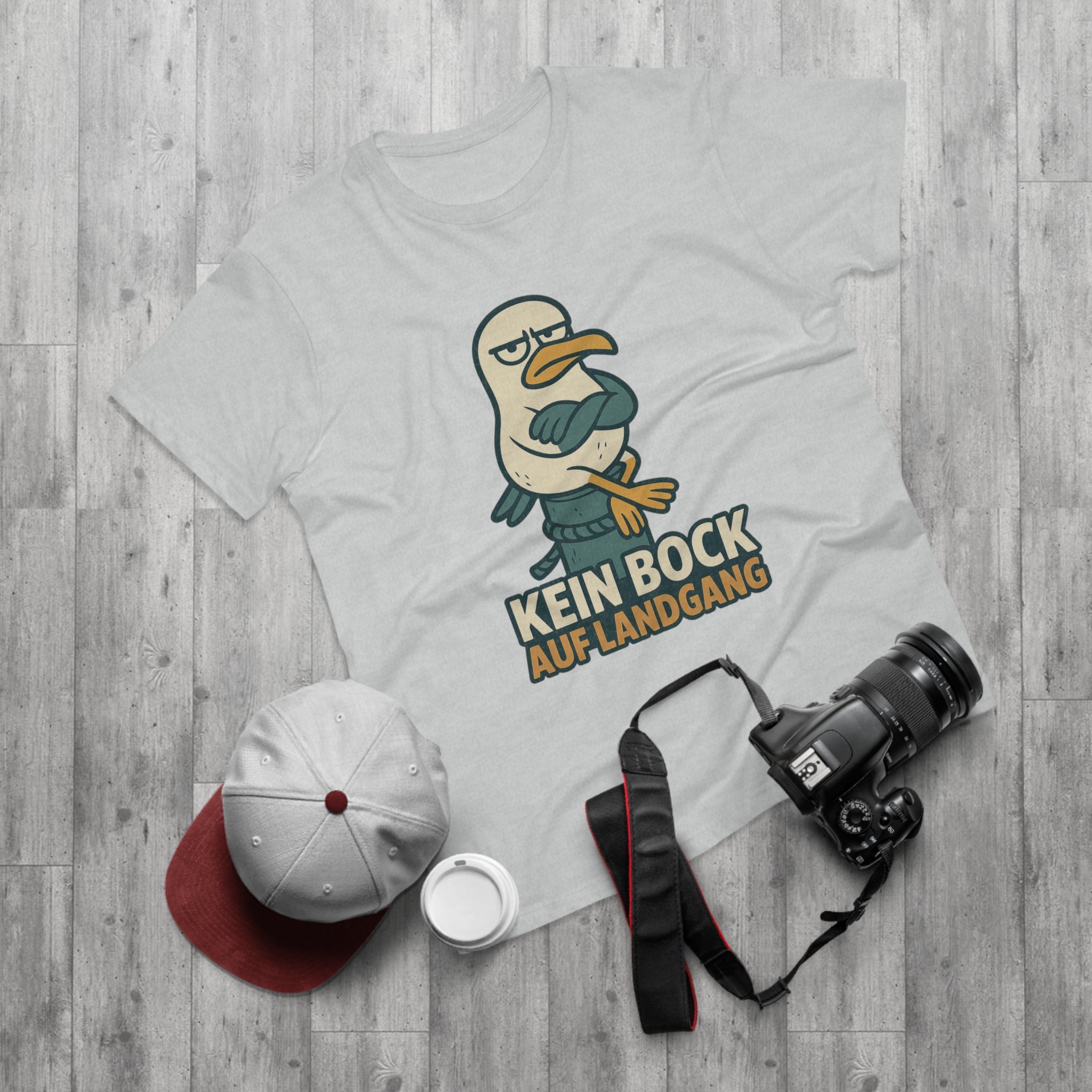 Lustiges Möwen T-Shirt – „Kein Bock auf Landgang“ – Funshirt für Küstenliebhaber