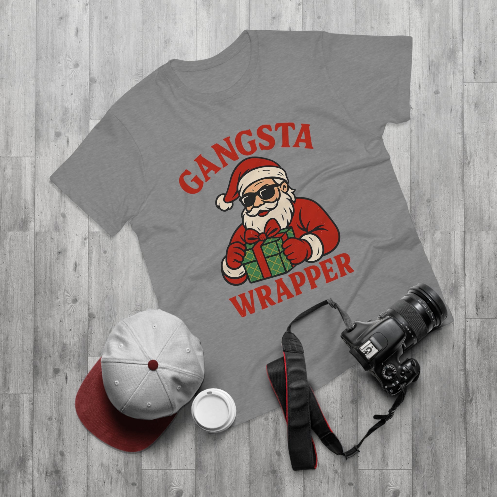 Funny Christmas T-Shirt, Gangsta Wrapper Shirt, Holiday Apparel, Men's Gift, Santa Shirt for Christmas Parties, Xmas Tee