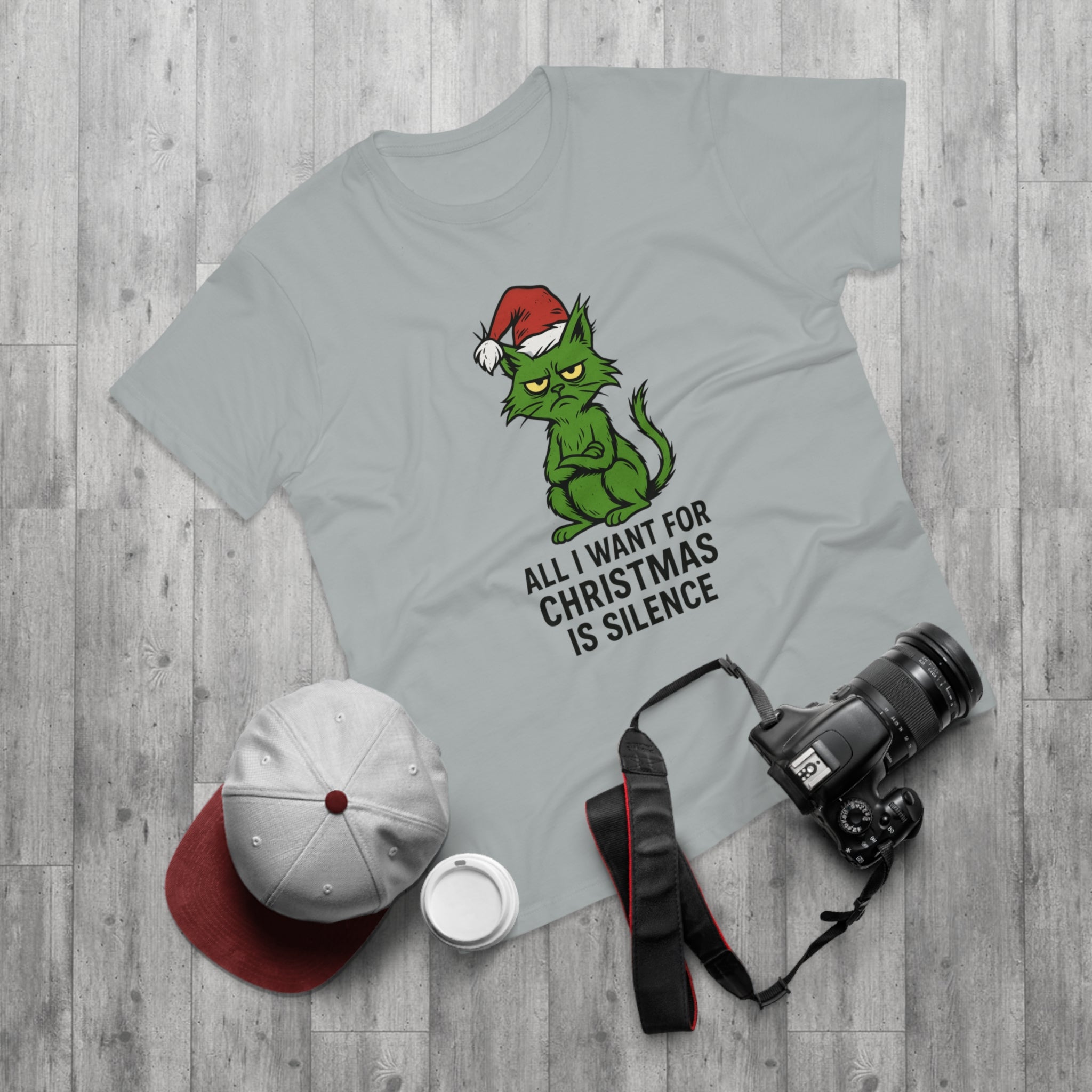 Grinch-Inspired Holiday T-Shirt, Funny Christmas Tee, Gift for Cat Lovers, Mens Holiday Apparel, Unique Christmas Gift