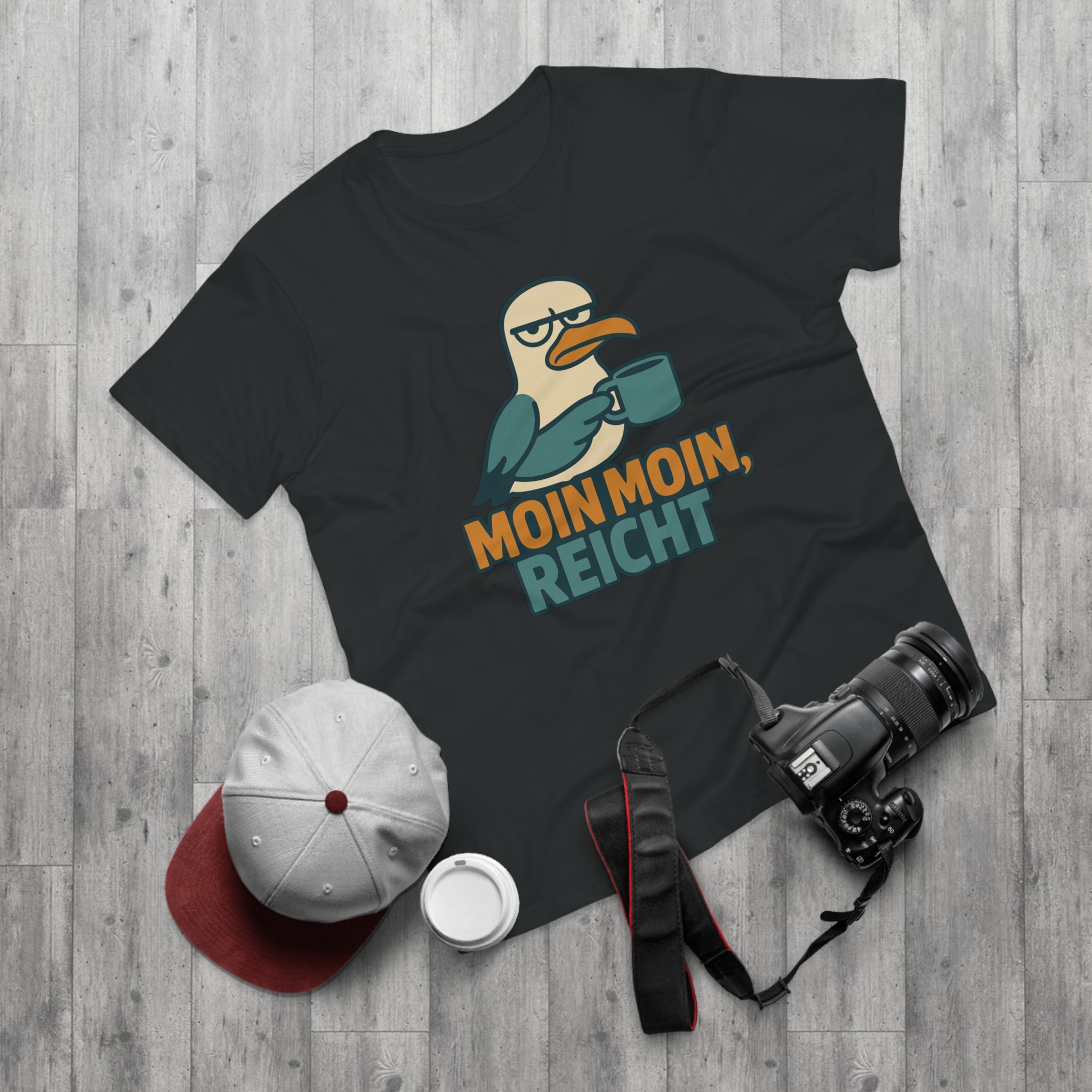 Lustiges Möwen T-Shirt – „Moin Moin, reicht“ – Funshirt für Morgenmuffel