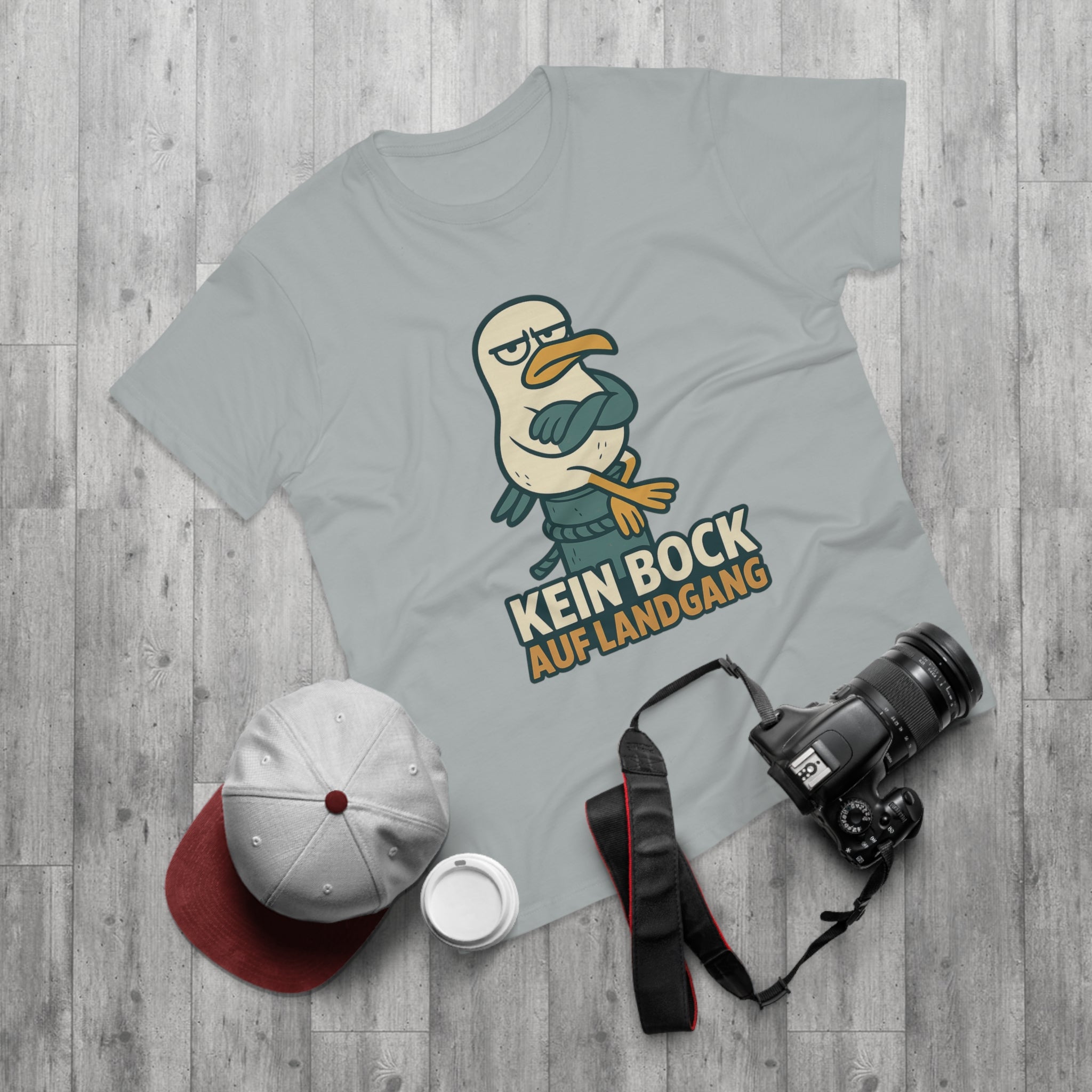 Lustiges Möwen T-Shirt – „Kein Bock auf Landgang“ – Funshirt für Küstenliebhaber