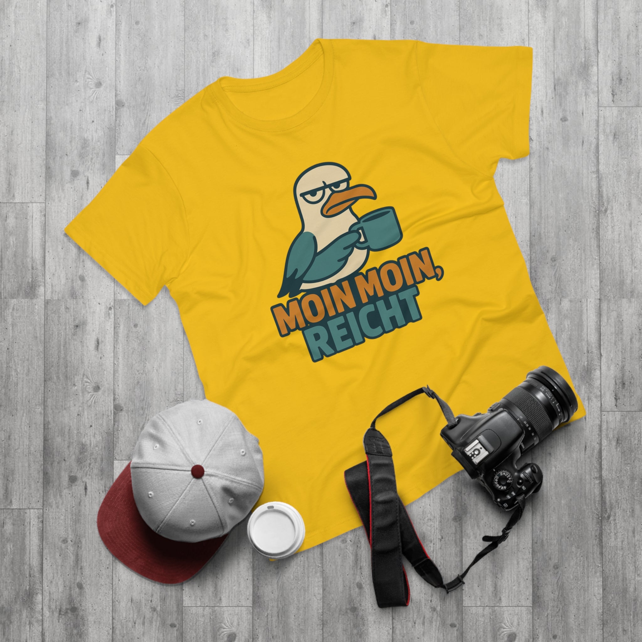 Lustiges Möwen T-Shirt – „Moin Moin, reicht“ – Funshirt für Morgenmuffel