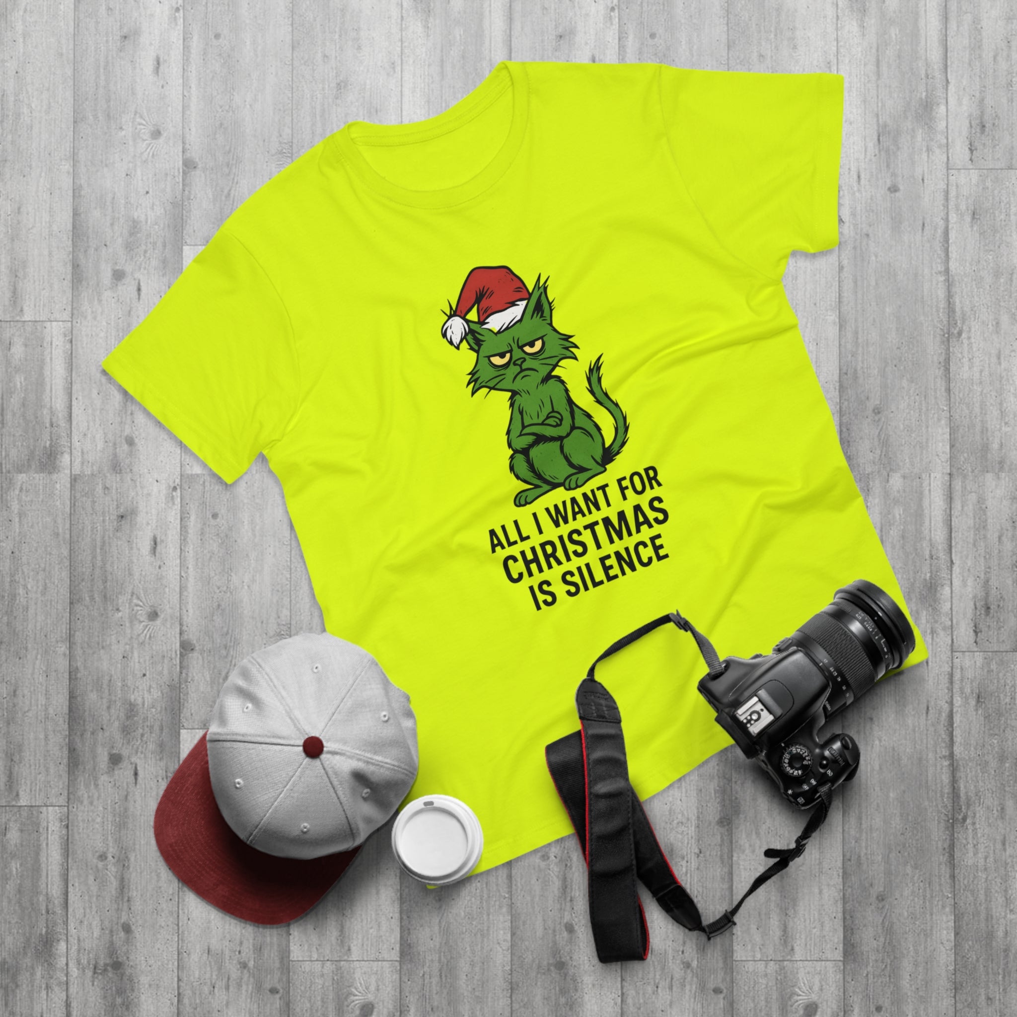 Grinch-Inspired Holiday T-Shirt, Funny Christmas Tee, Gift for Cat Lovers, Mens Holiday Apparel, Unique Christmas Gift