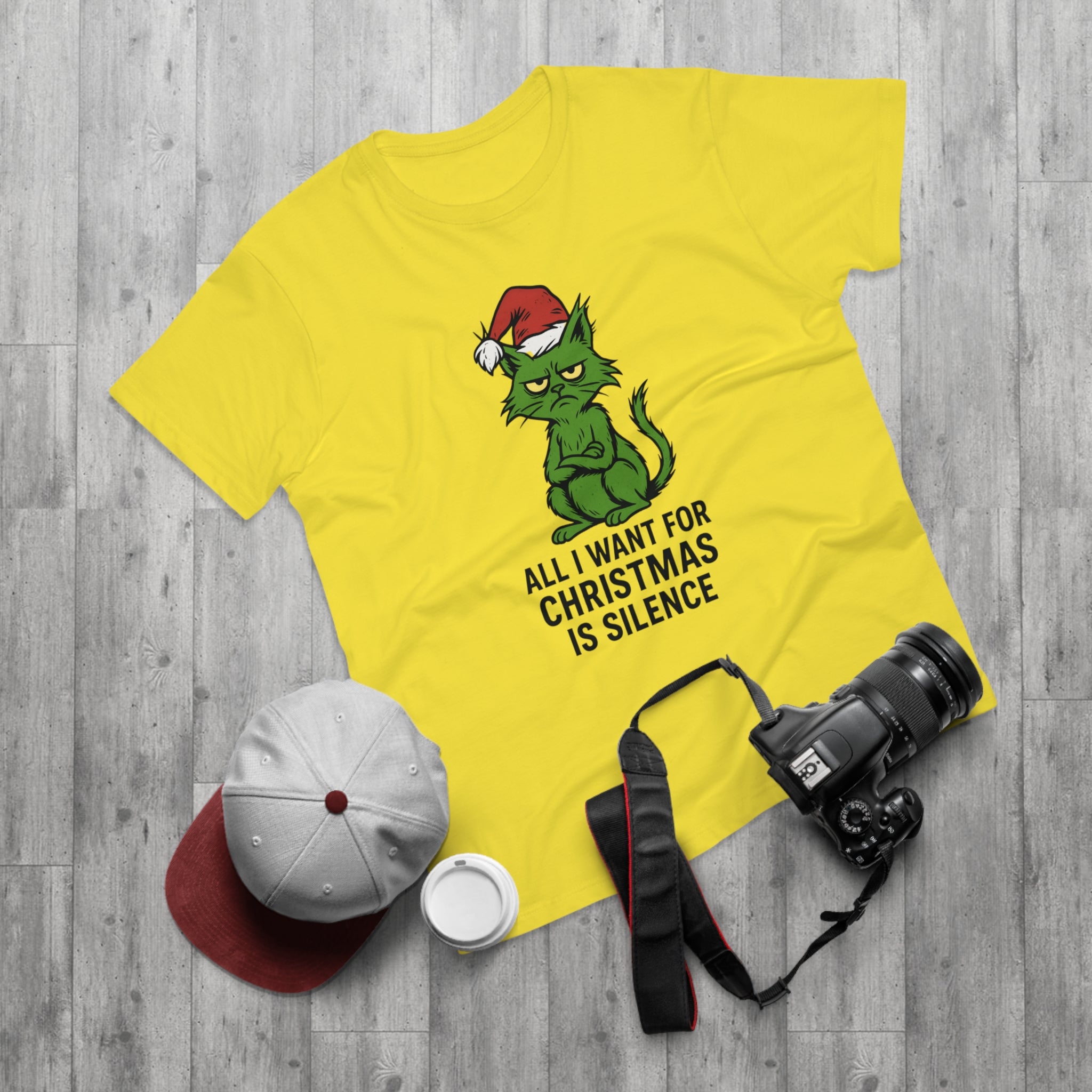 Grinch-Inspired Holiday T-Shirt, Funny Christmas Tee, Gift for Cat Lovers, Mens Holiday Apparel, Unique Christmas Gift