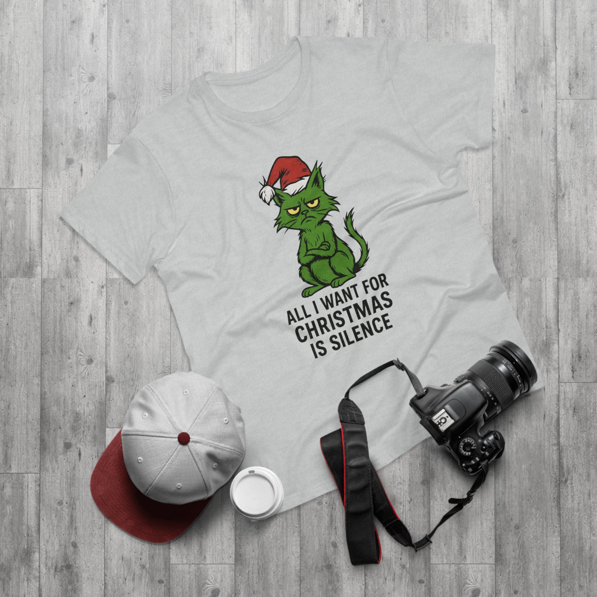 Grinch-Inspired Holiday T-Shirt, Funny Christmas Tee, Gift for Cat Lovers, Mens Holiday Apparel, Unique Christmas Gift