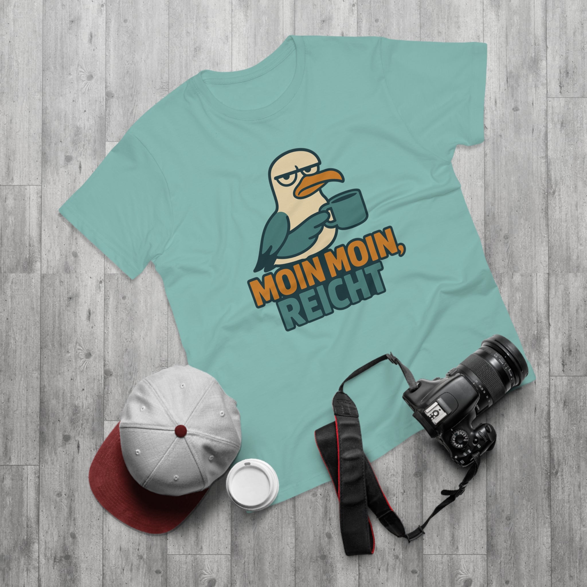 Lustiges Möwen T-Shirt – „Moin Moin, reicht“ – Funshirt für Morgenmuffel