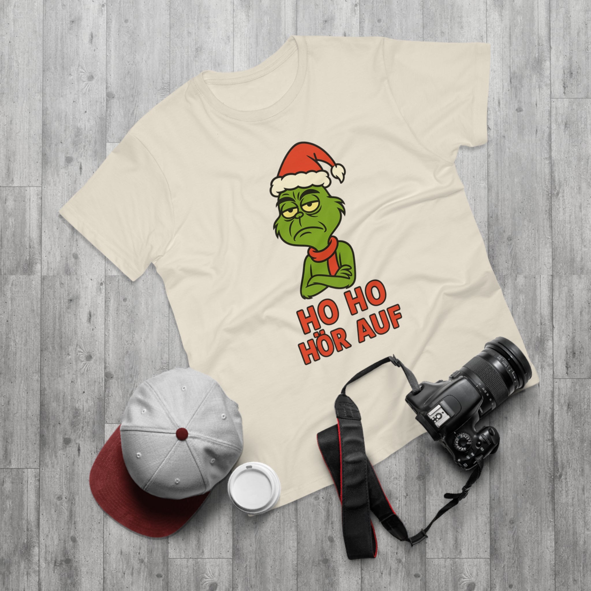 Grinch Weihnachts T-Shirt Herren – Lustiges Ho Ho Hör Auf Shirt mit Weihnachtsmotiv