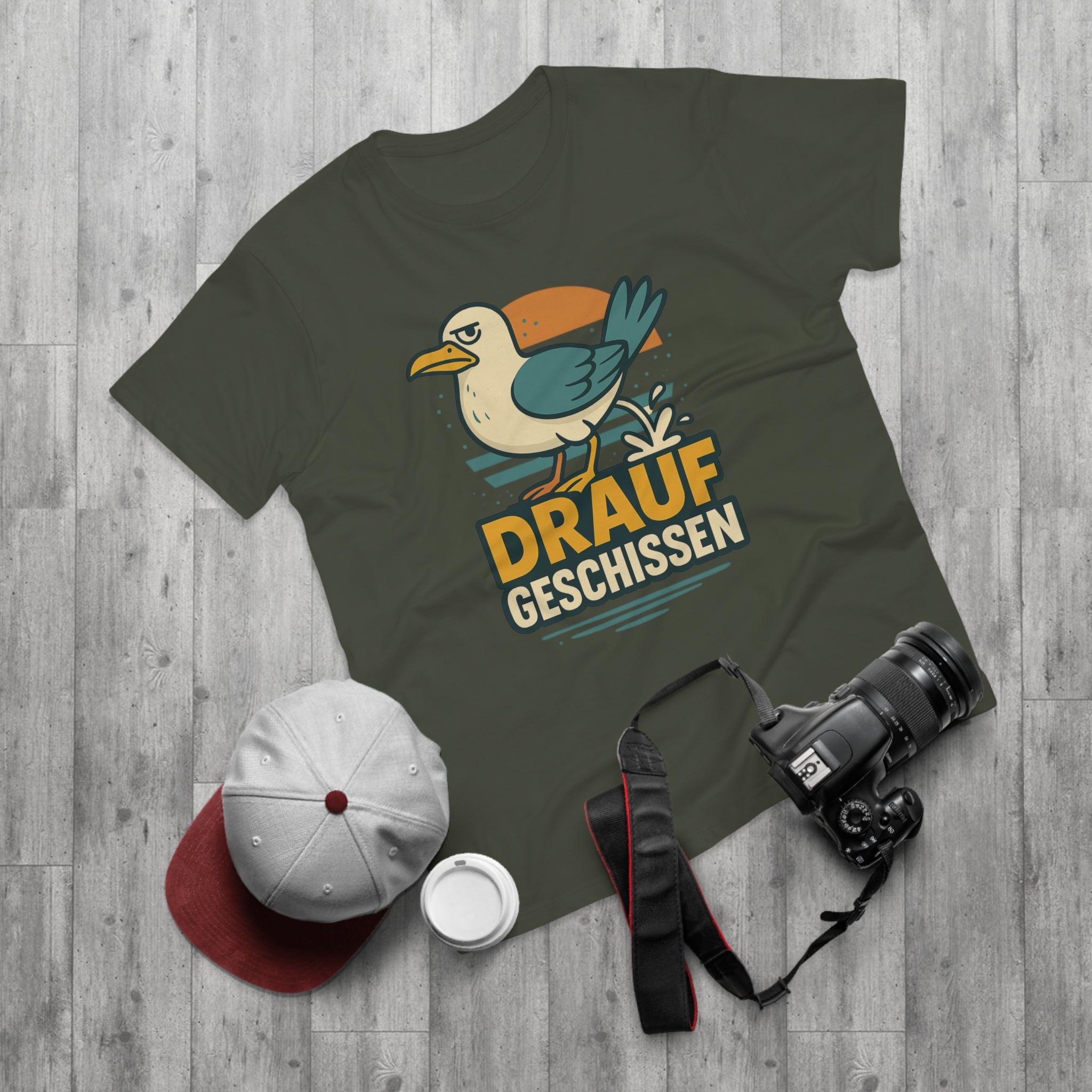Lustiges Möwen T-Shirt – „Drauf geschissen“ – Funshirt mit witzigem Möwenmotiv