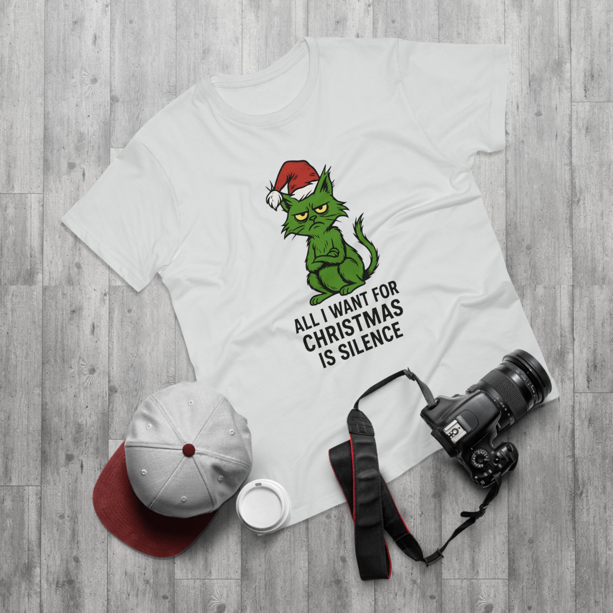 Grinch-Inspired Holiday T-Shirt, Funny Christmas Tee, Gift for Cat Lovers, Mens Holiday Apparel, Unique Christmas Gift