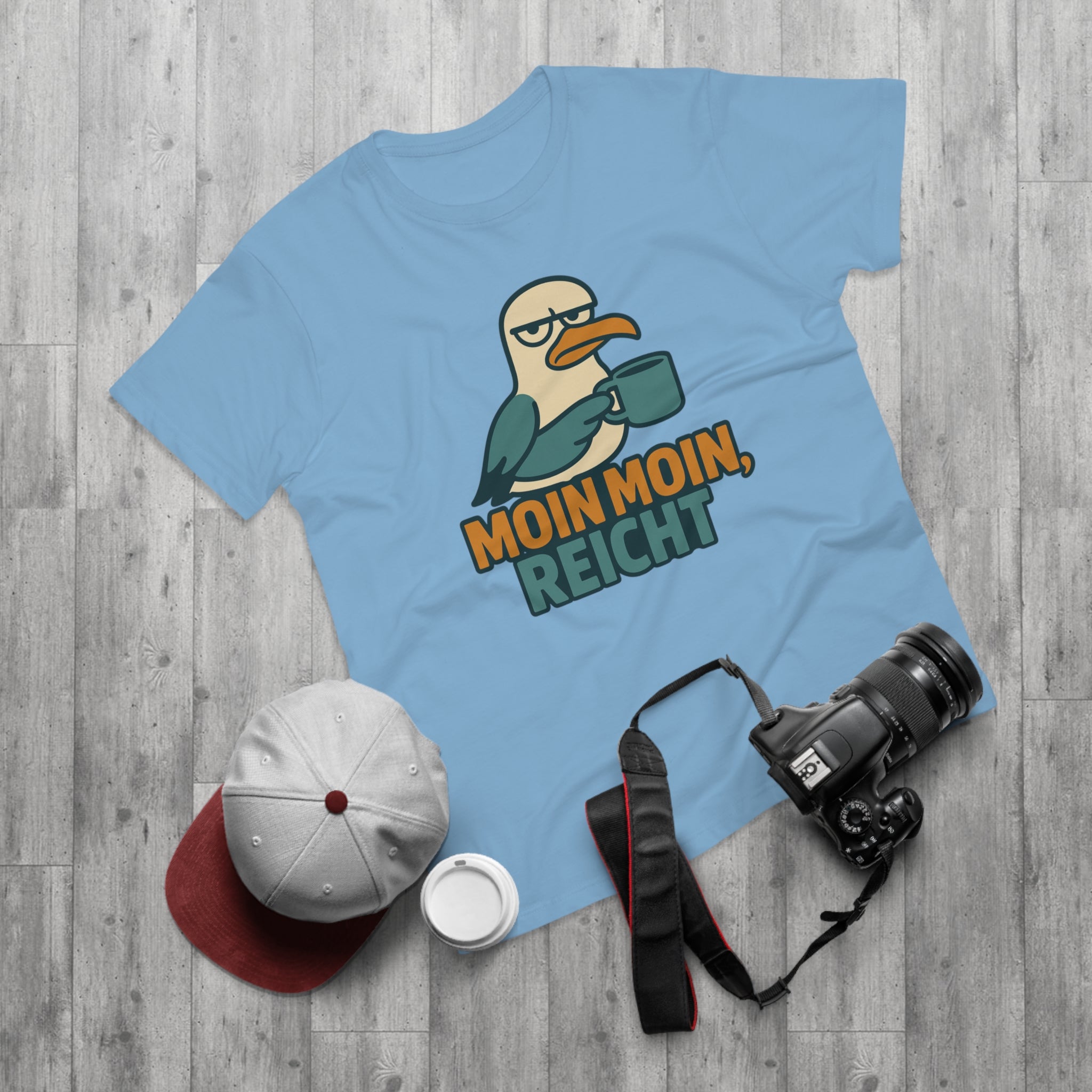 Lustiges Möwen T-Shirt – „Moin Moin, reicht“ – Funshirt für Morgenmuffel