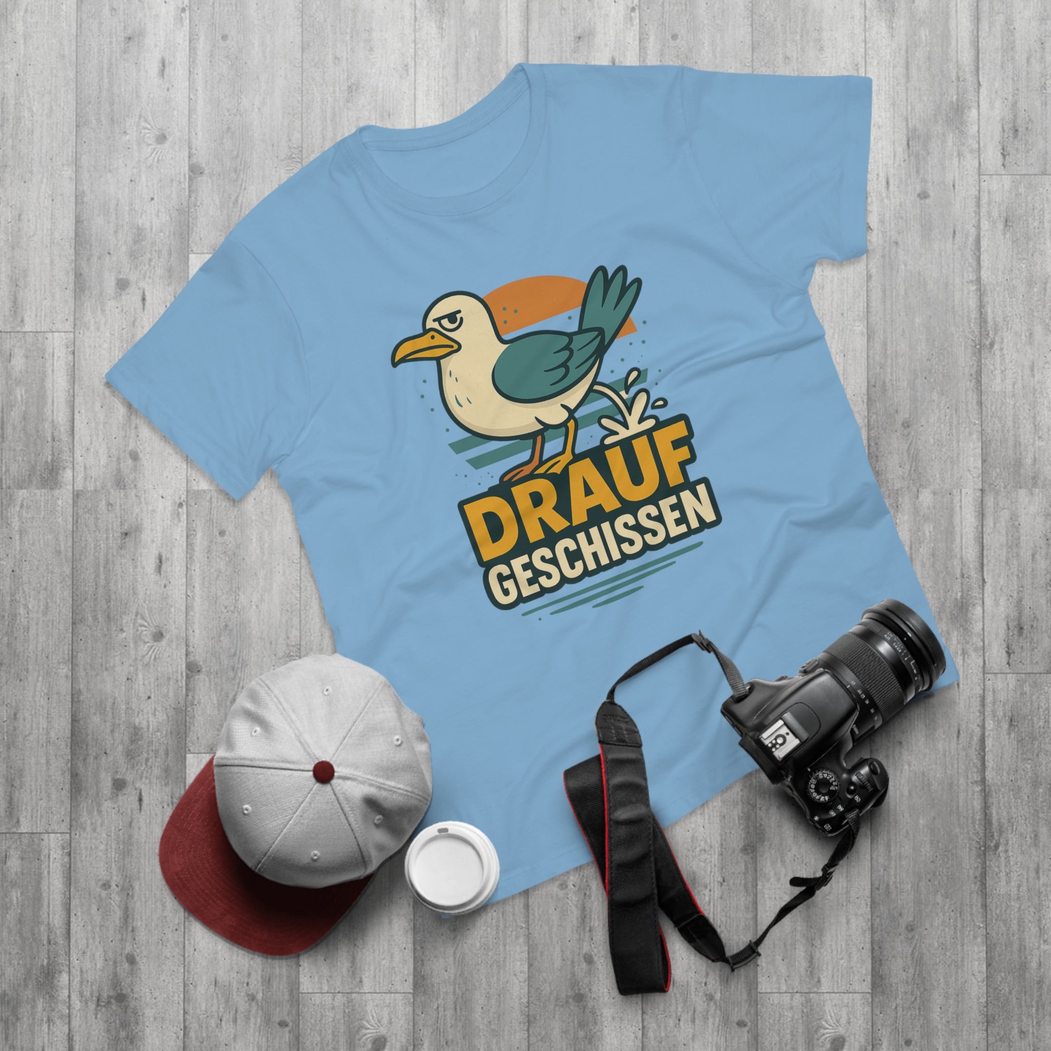 Lustiges Möwen T-Shirt – „Drauf geschissen“ – Funshirt mit witzigem Möwenmotiv