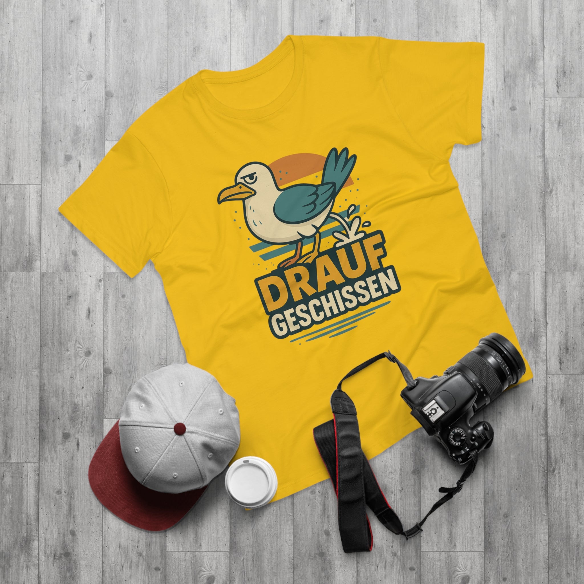 Lustiges Möwen T-Shirt – „Drauf geschissen“ – Funshirt mit witzigem Möwenmotiv