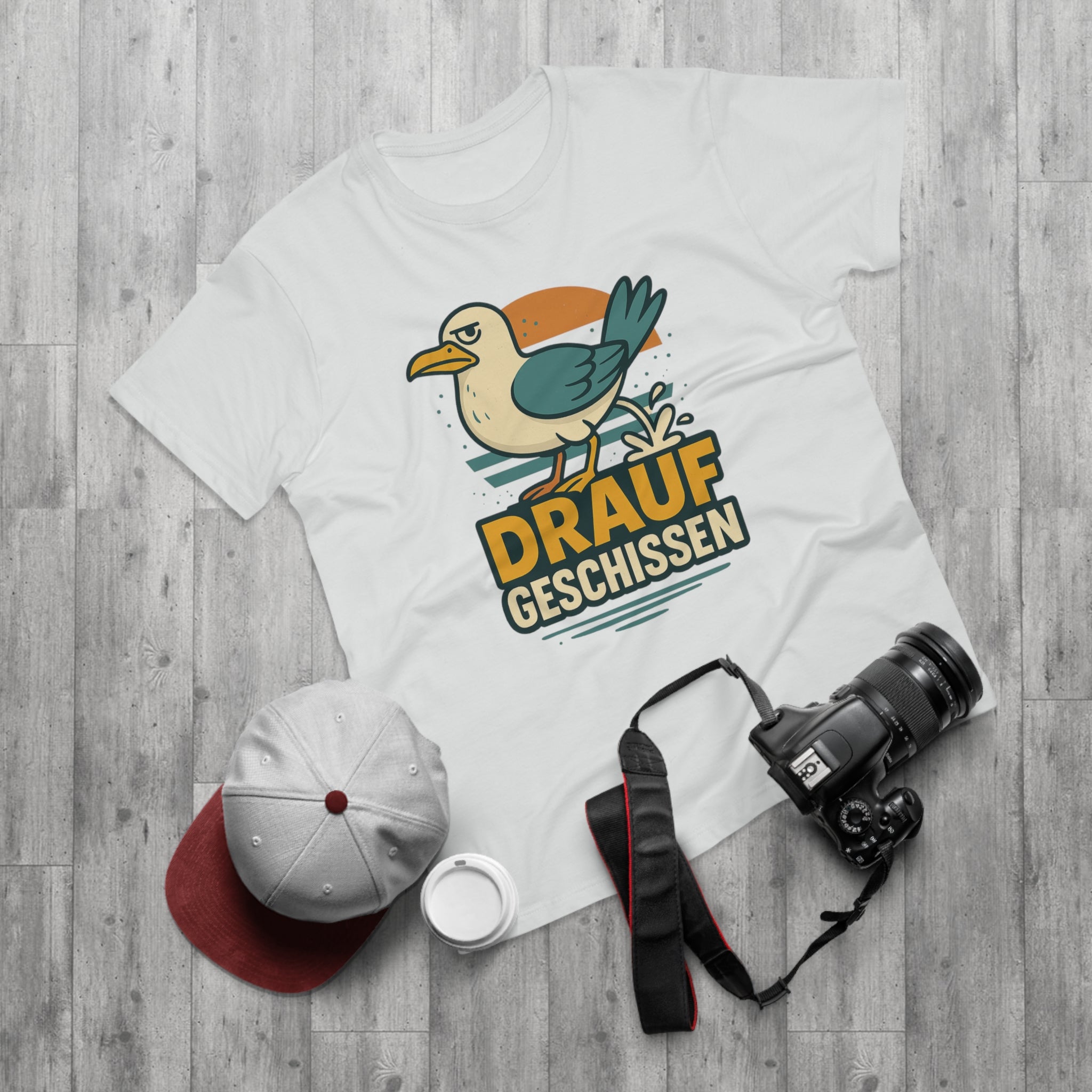 Lustiges Möwen T-Shirt – „Drauf geschissen“ – Funshirt mit witzigem Möwenmotiv