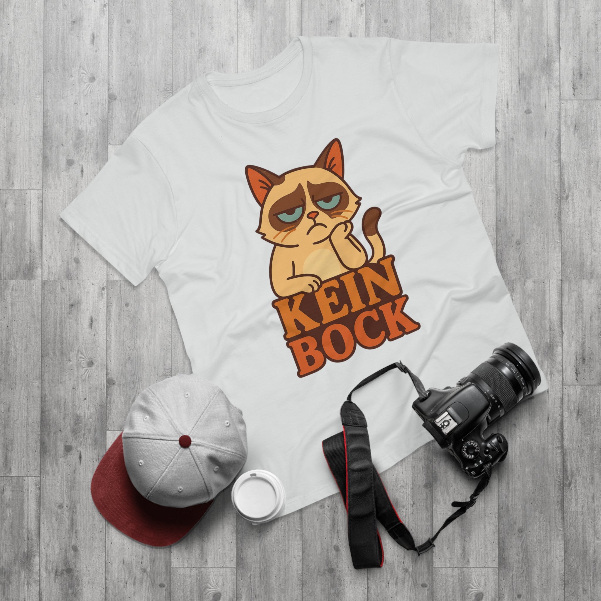 Lustiges Katzen T-Shirt – „Kein Bock“ – Funshirt mit genervter Katze Motiv