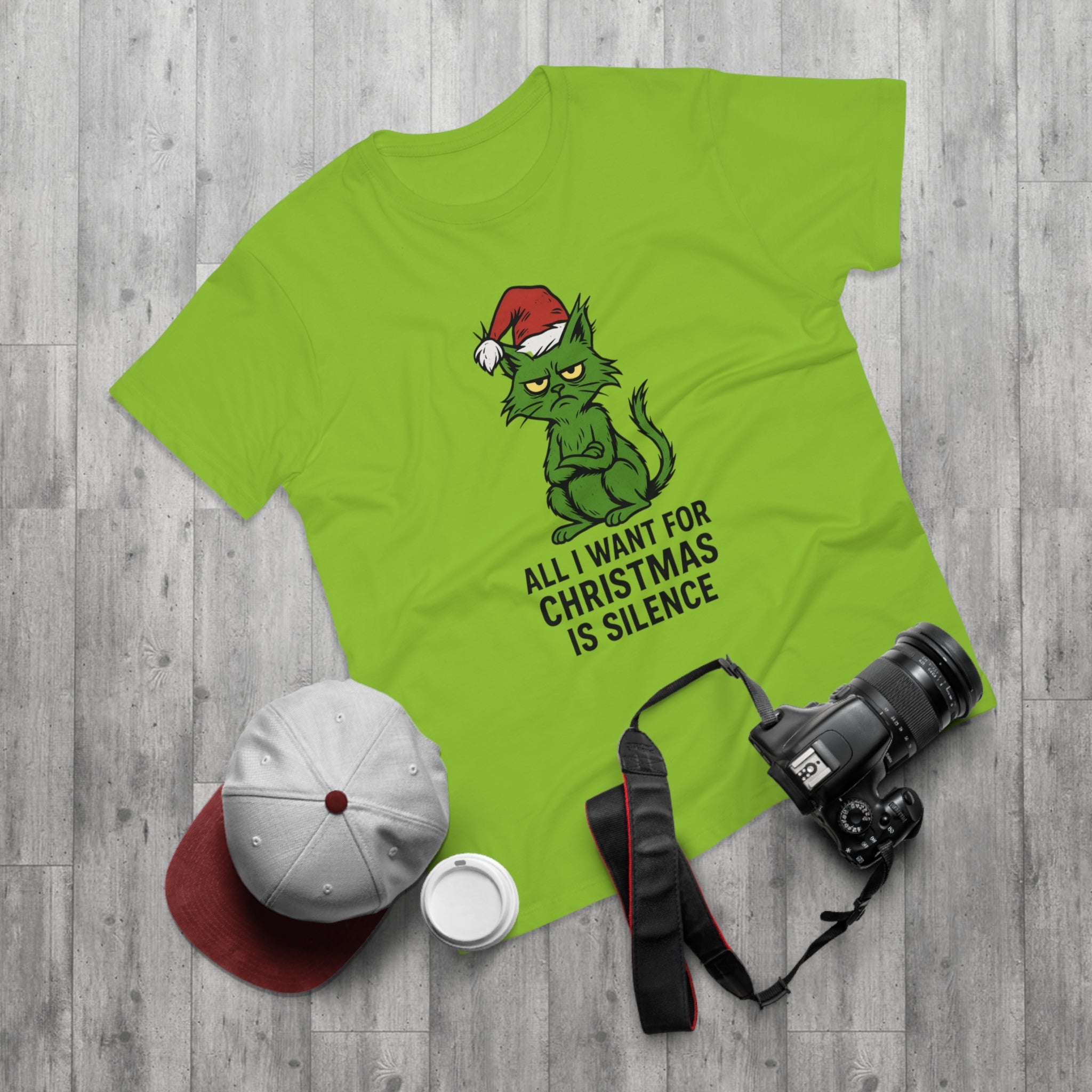 Grinch-Inspired Holiday T-Shirt, Funny Christmas Tee, Gift for Cat Lovers, Mens Holiday Apparel, Unique Christmas Gift