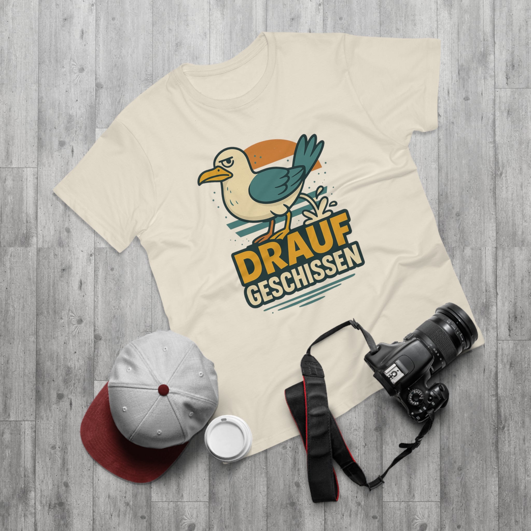 Lustiges Möwen T-Shirt – „Drauf geschissen“ – Funshirt mit witzigem Möwenmotiv