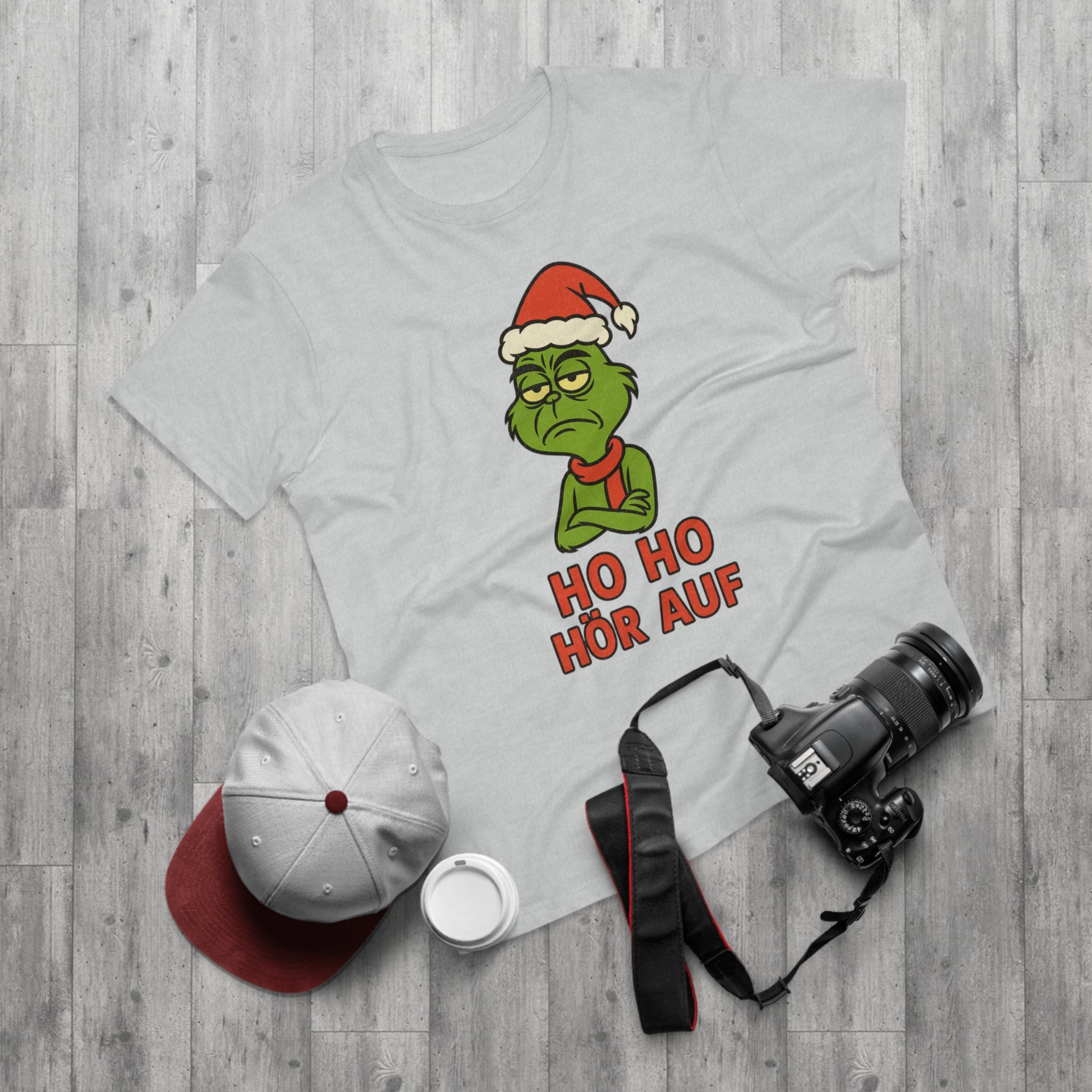 Grinch Weihnachts T-Shirt Herren – Lustiges Ho Ho Hör Auf Shirt mit Weihnachtsmotiv