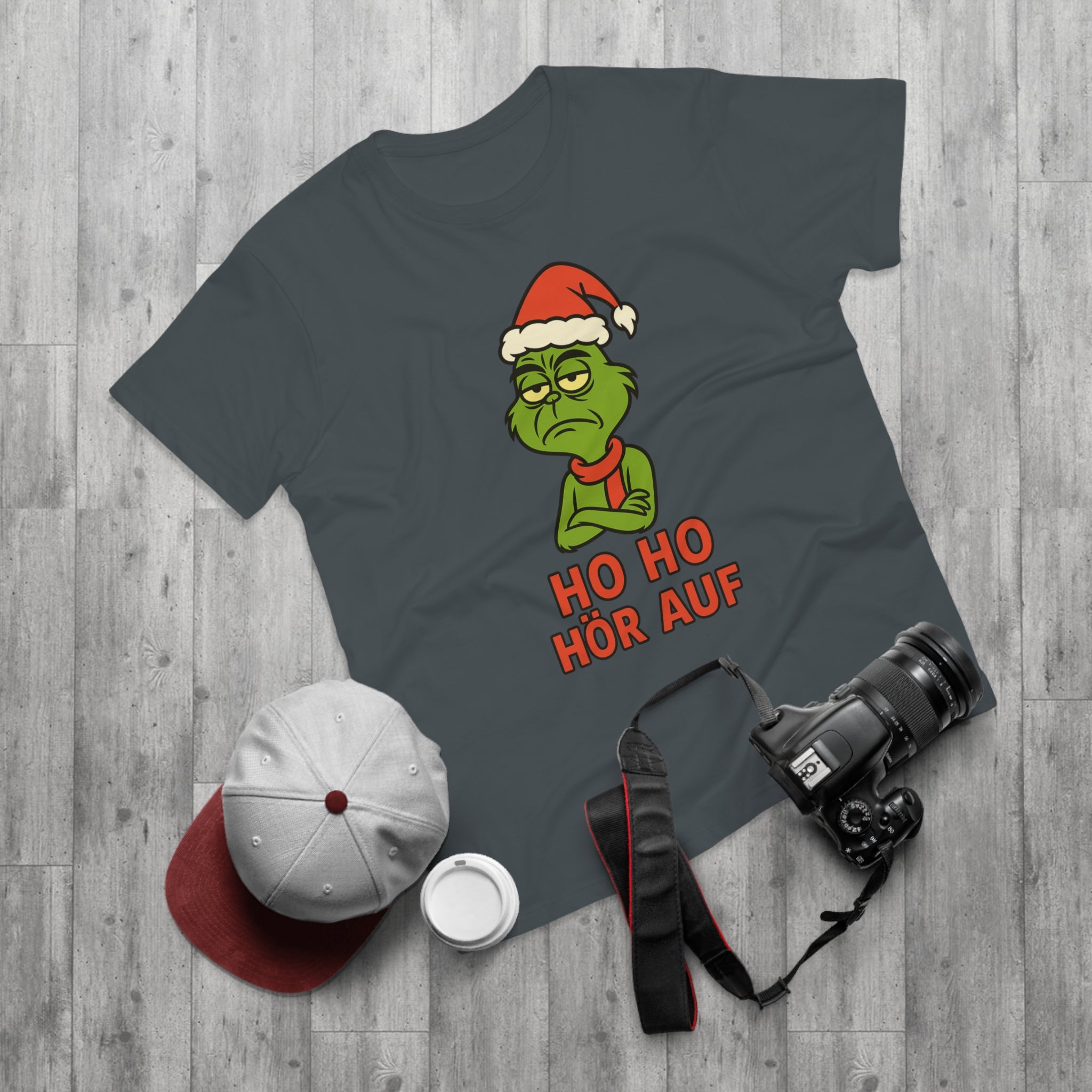Grinch Weihnachts T-Shirt Herren – Lustiges Ho Ho Hör Auf Shirt mit Weihnachtsmotiv