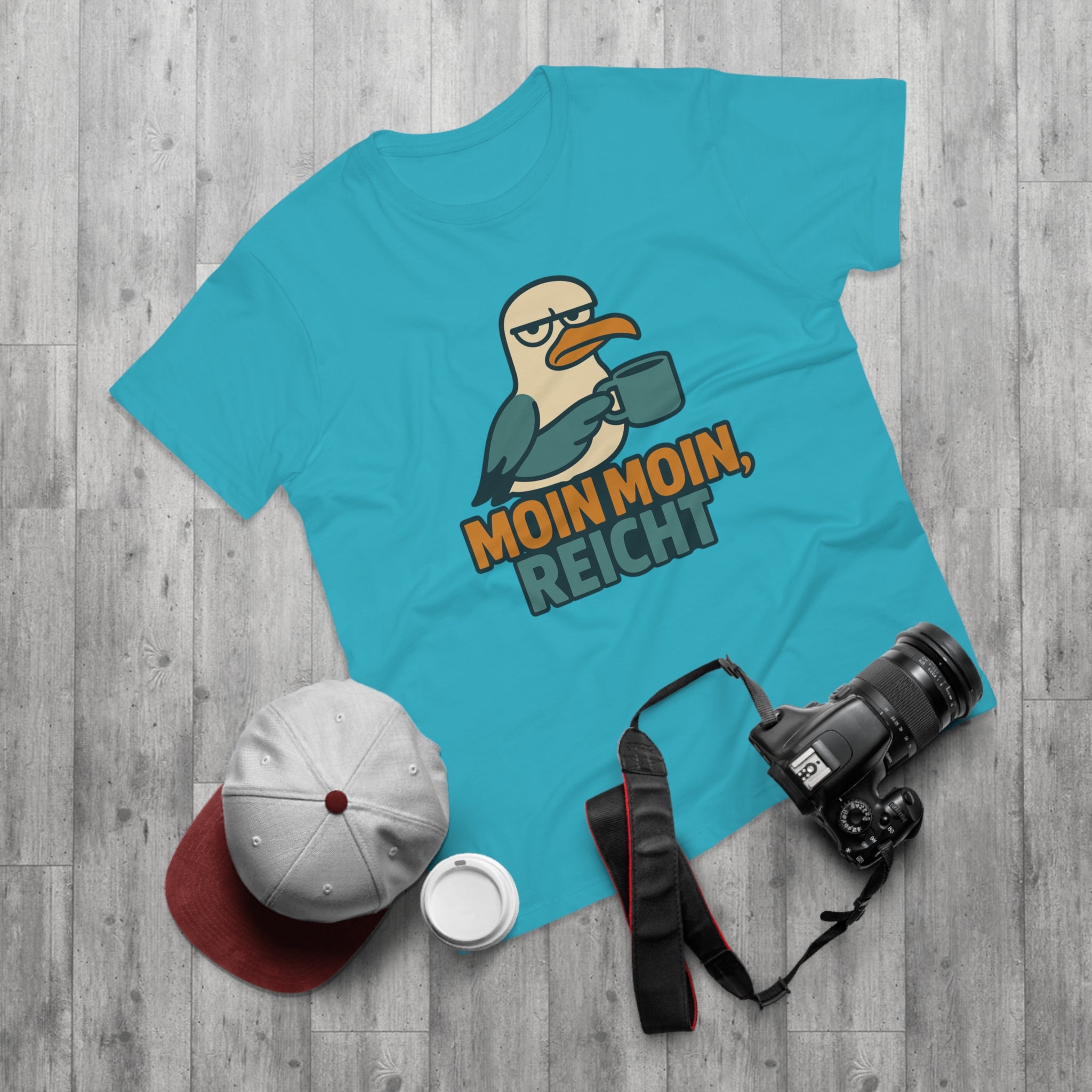 Lustiges Möwen T-Shirt – „Moin Moin, reicht“ – Funshirt für Morgenmuffel