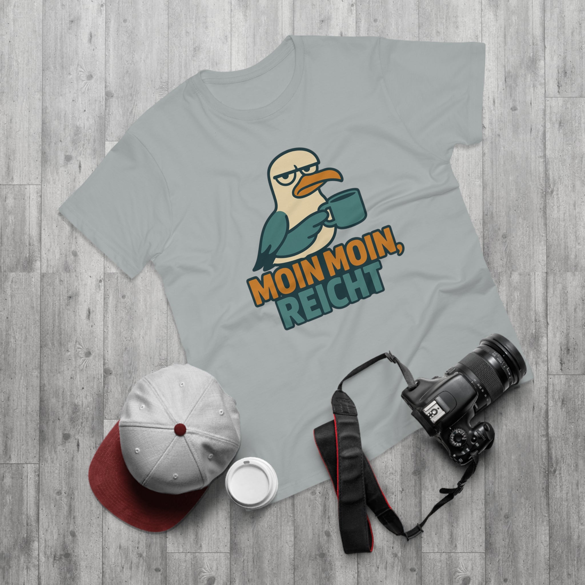 Lustiges Möwen T-Shirt – „Moin Moin, reicht“ – Funshirt für Morgenmuffel