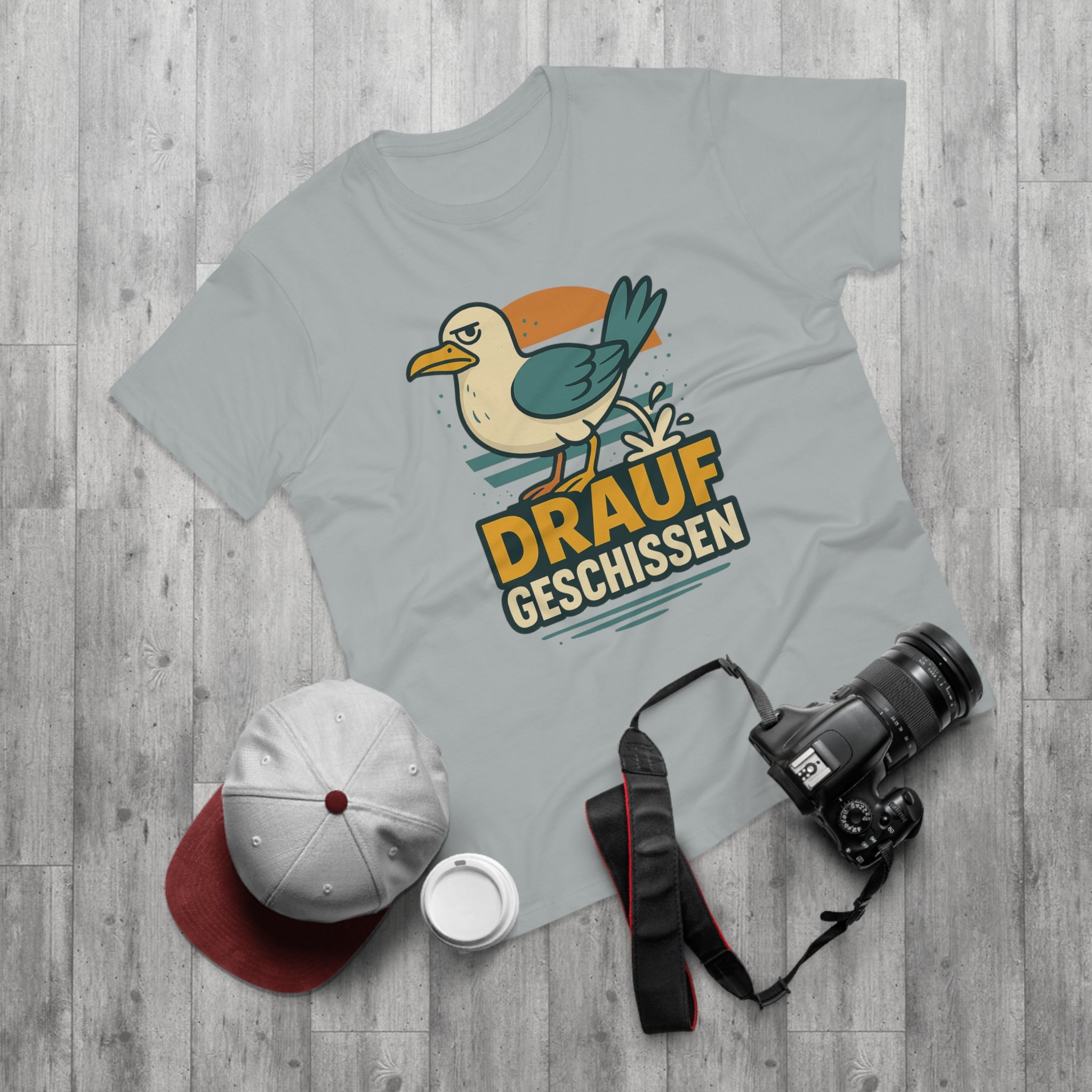 Lustiges Möwen T-Shirt – „Drauf geschissen“ – Funshirt mit witzigem Möwenmotiv