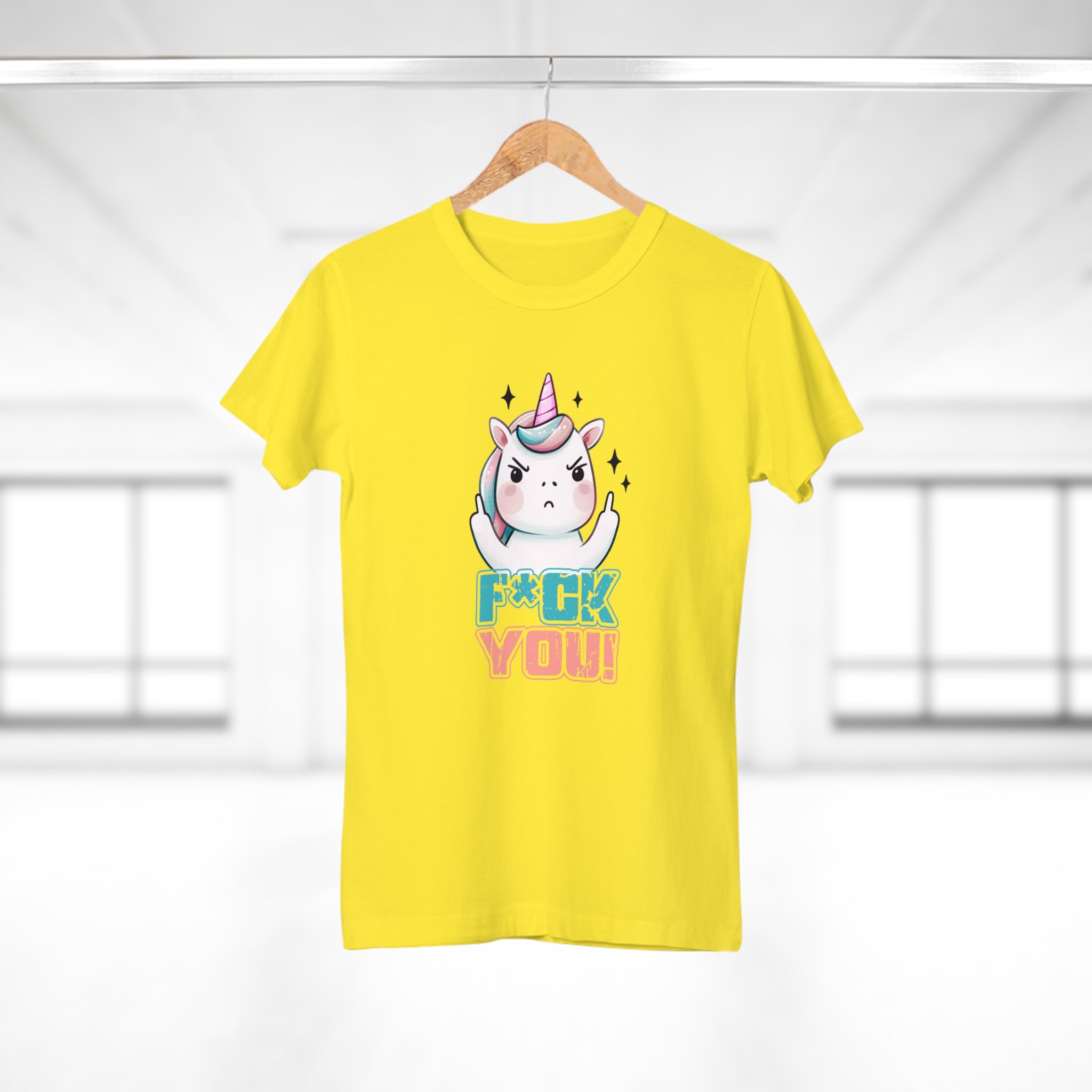 F*CK YOU - Unicorn Grafik T-Shirt für Frauen – Lustiges Statement Shirt aus 100% Baumwolle