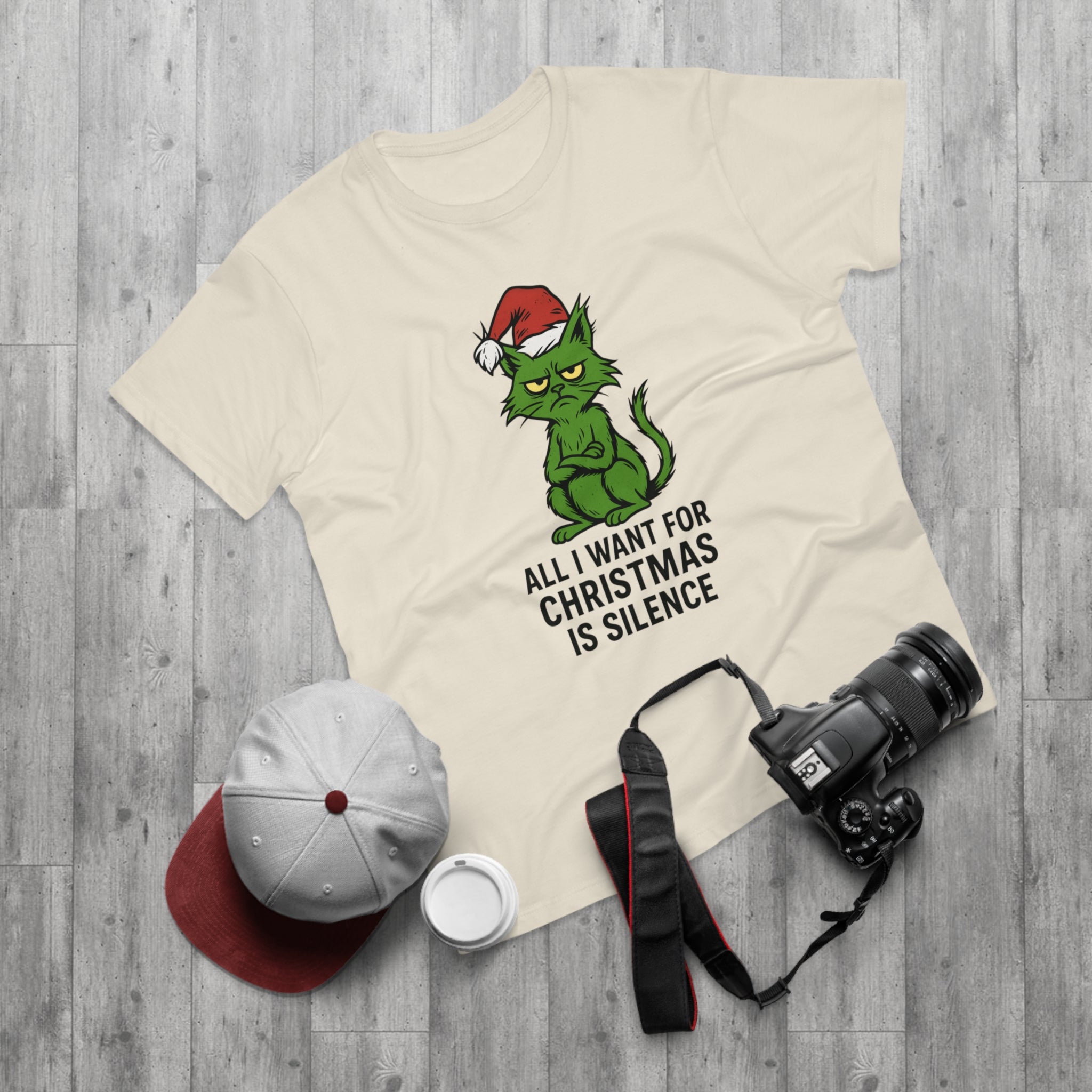 Grinch-Inspired Holiday T-Shirt, Funny Christmas Tee, Gift for Cat Lovers, Mens Holiday Apparel, Unique Christmas Gift