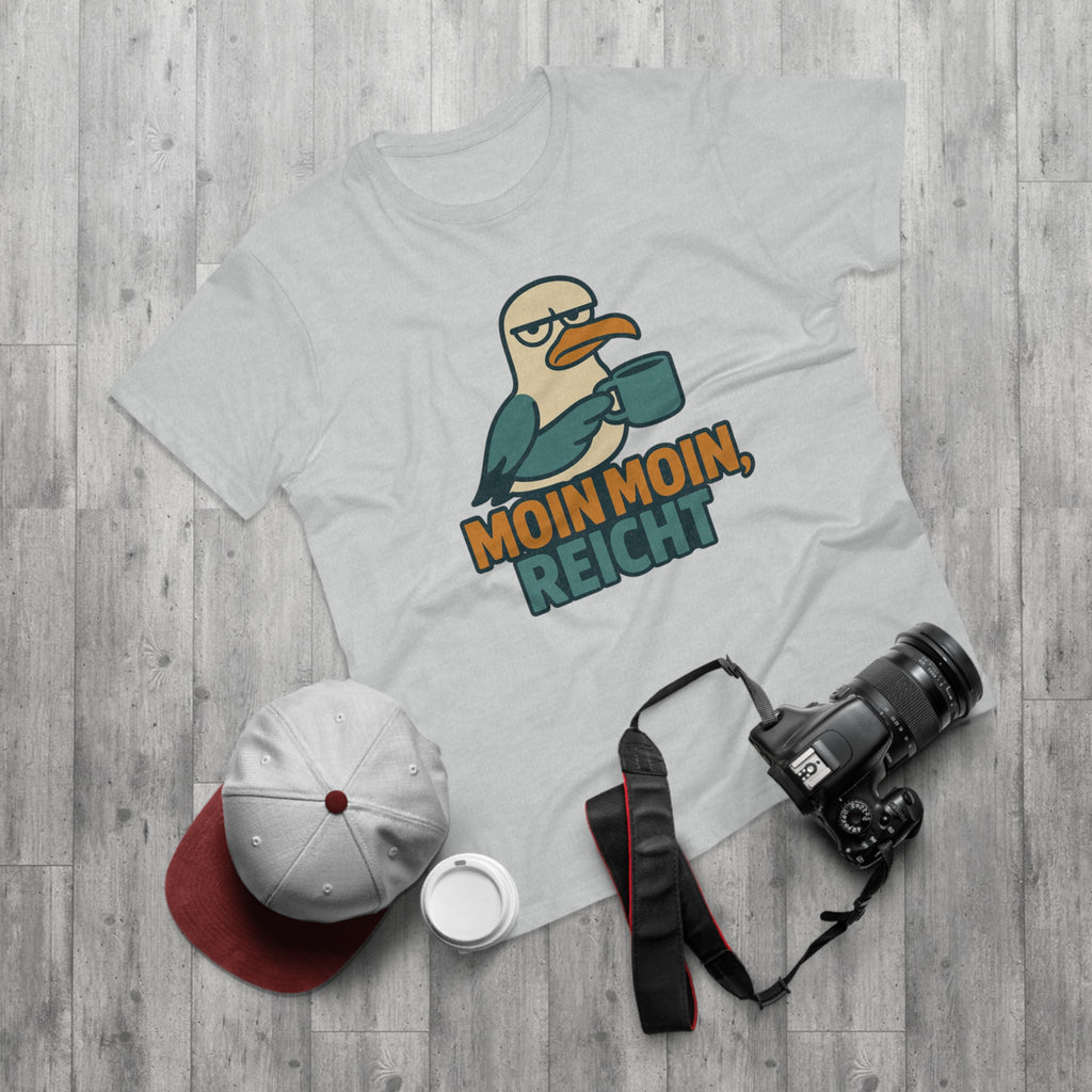 Lustiges Möwen T-Shirt – „Moin Moin, reicht“ – Funshirt für Morgenmuffel