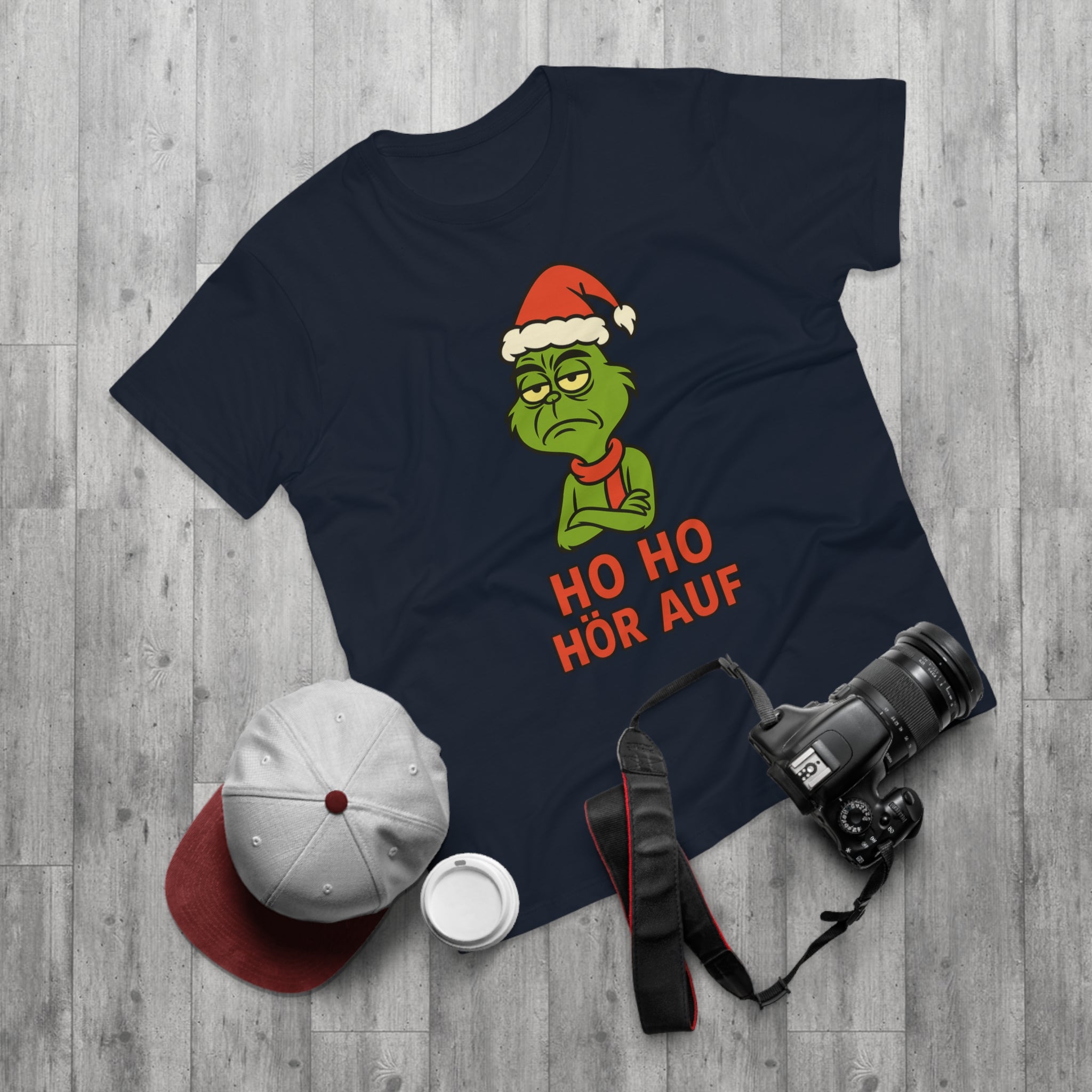 Grinch Weihnachts T-Shirt Herren – Lustiges Ho Ho Hör Auf Shirt mit Weihnachtsmotiv