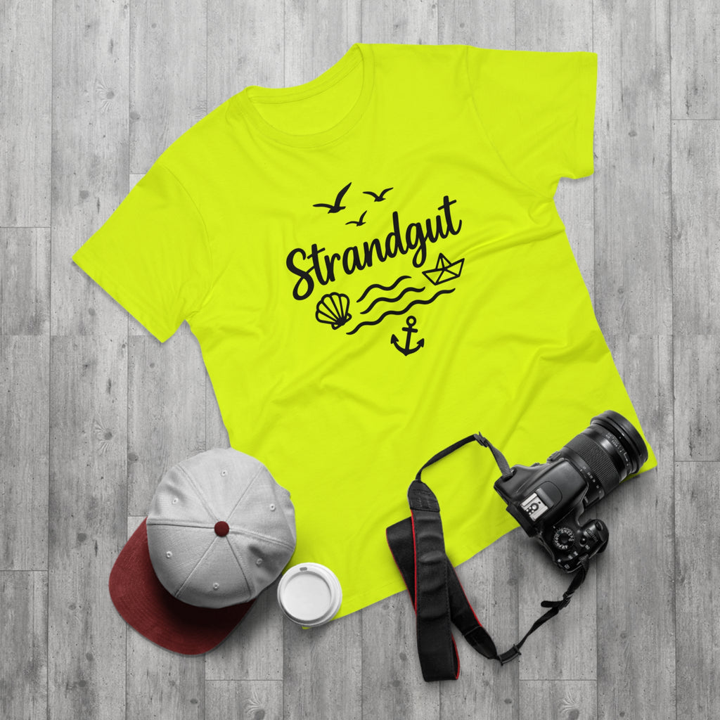 Strandgut T-Shirt – Maritimes Shirt mit Muschel, Anker & Papierboot – Küstenmode