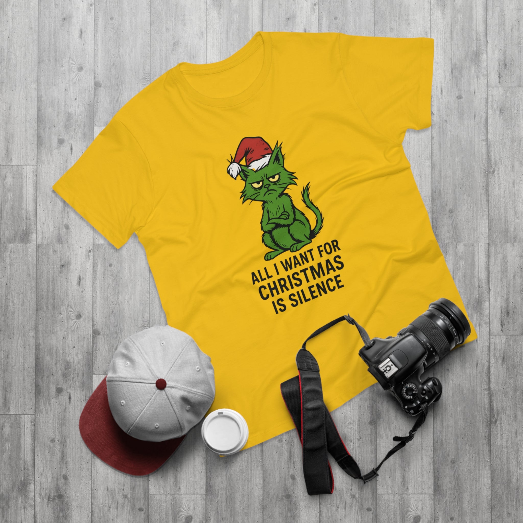 Grinch-Inspired Holiday T-Shirt, Funny Christmas Tee, Gift for Cat Lovers, Mens Holiday Apparel, Unique Christmas Gift