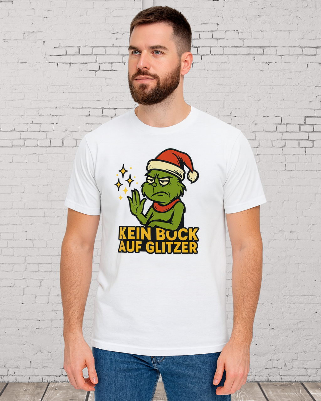 Grinch Weihnachts T-Shirt Herren – Lustiges "Kein Bock auf Glitzer" Shirt für Weihnachten