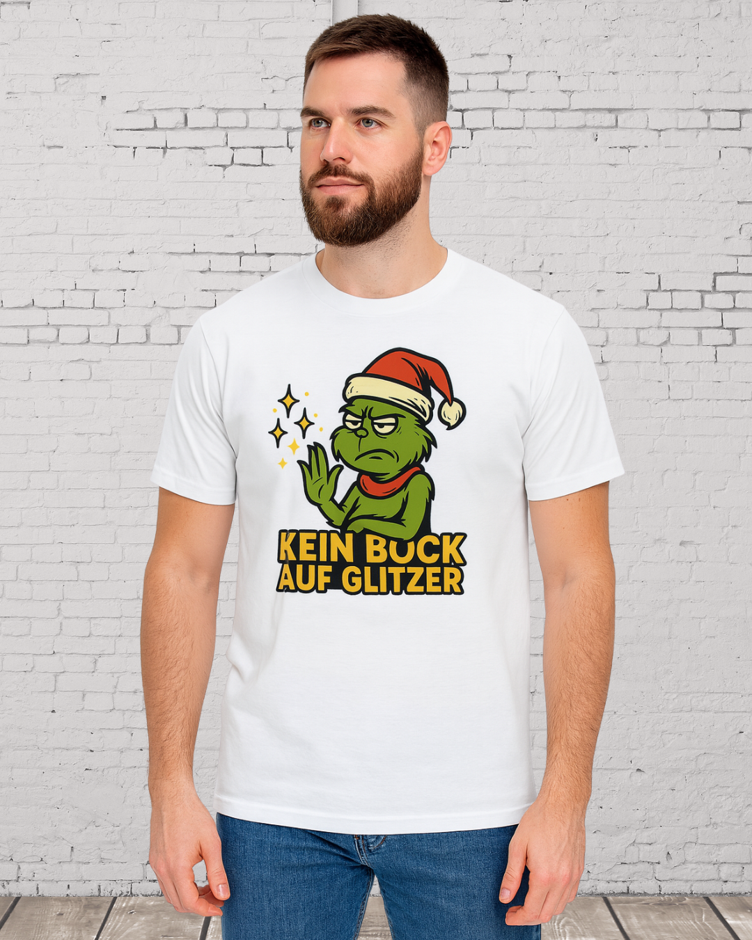 Grinch Weihnachts T-Shirt Herren – Lustiges "Kein Bock auf Glitzer" Shirt für Weihnachten