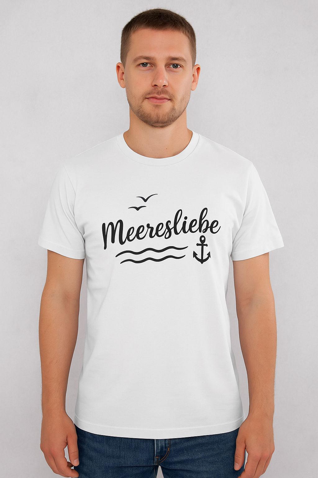 Meeresliebe T-Shirt – Maritimes Shirt mit Anker & Möwen – Geschenk für Küstenfans
