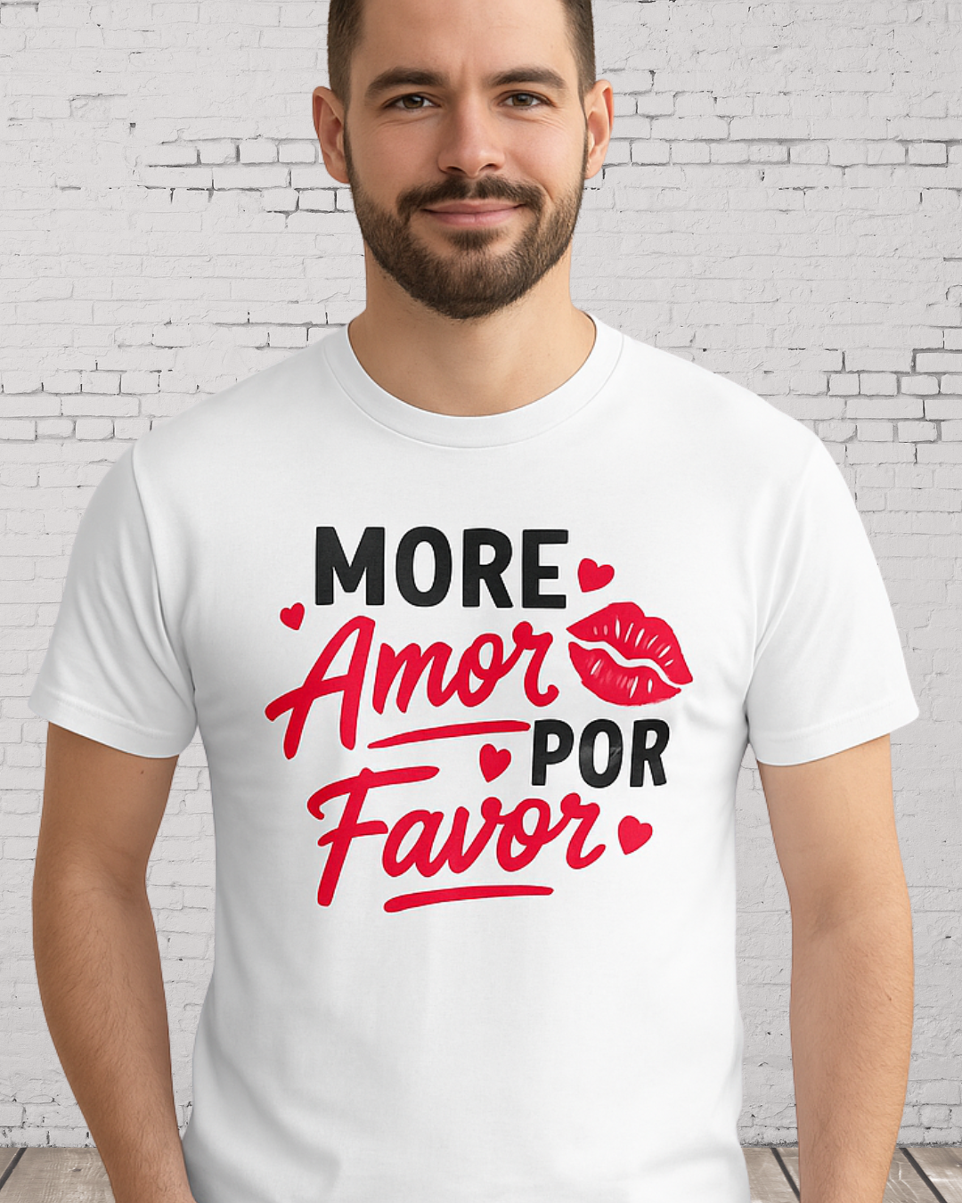 Romantisches T-Shirt – „More Amor, Por Favor“ – Love Shirt mit Herz & Kussmotiv